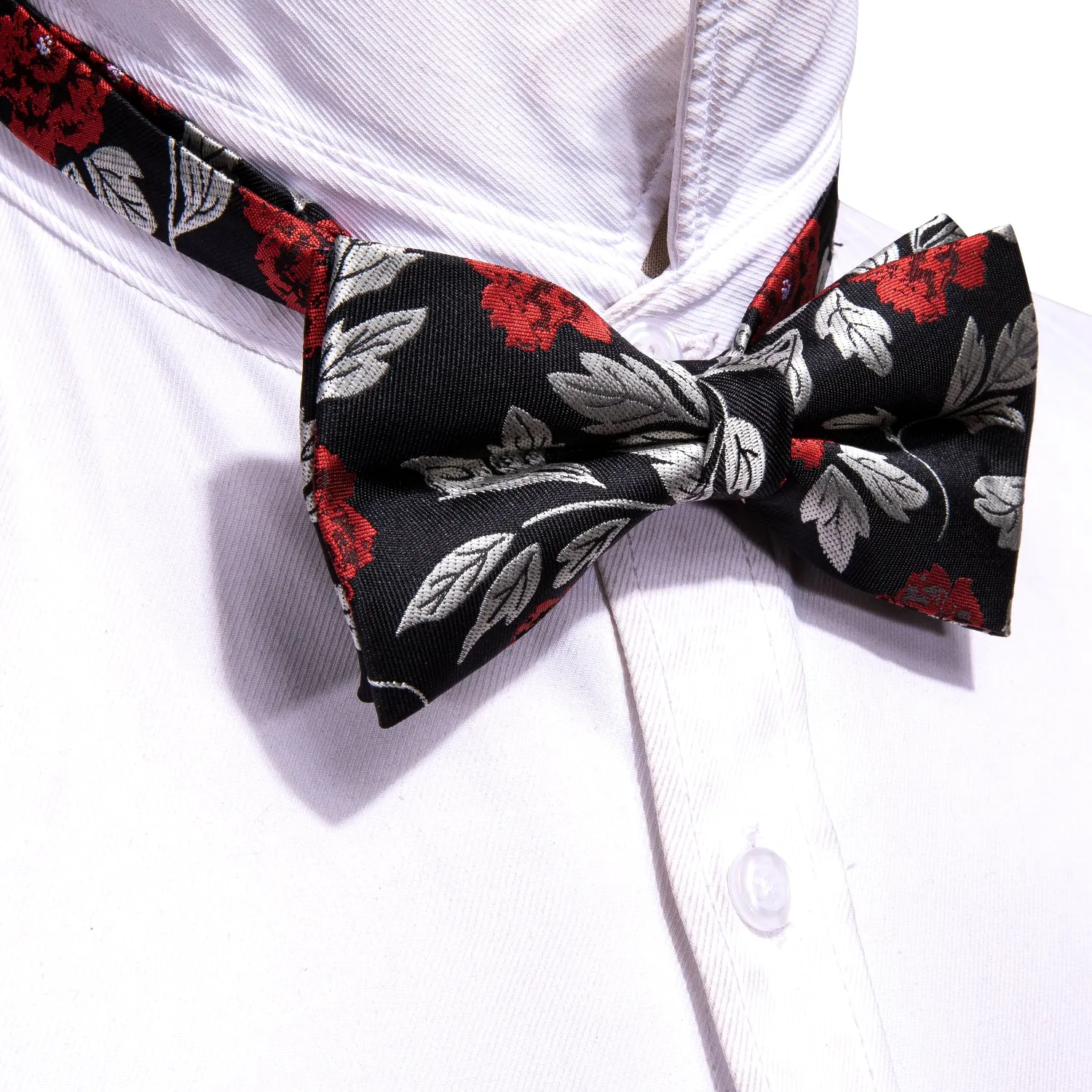 Barry. Wang Black Bow Tie Hanky Cufflinks Set Paisley Pre-tied Adjustable Bow Tie for Party Wedding sold by Barrywang product image thumbnail 4