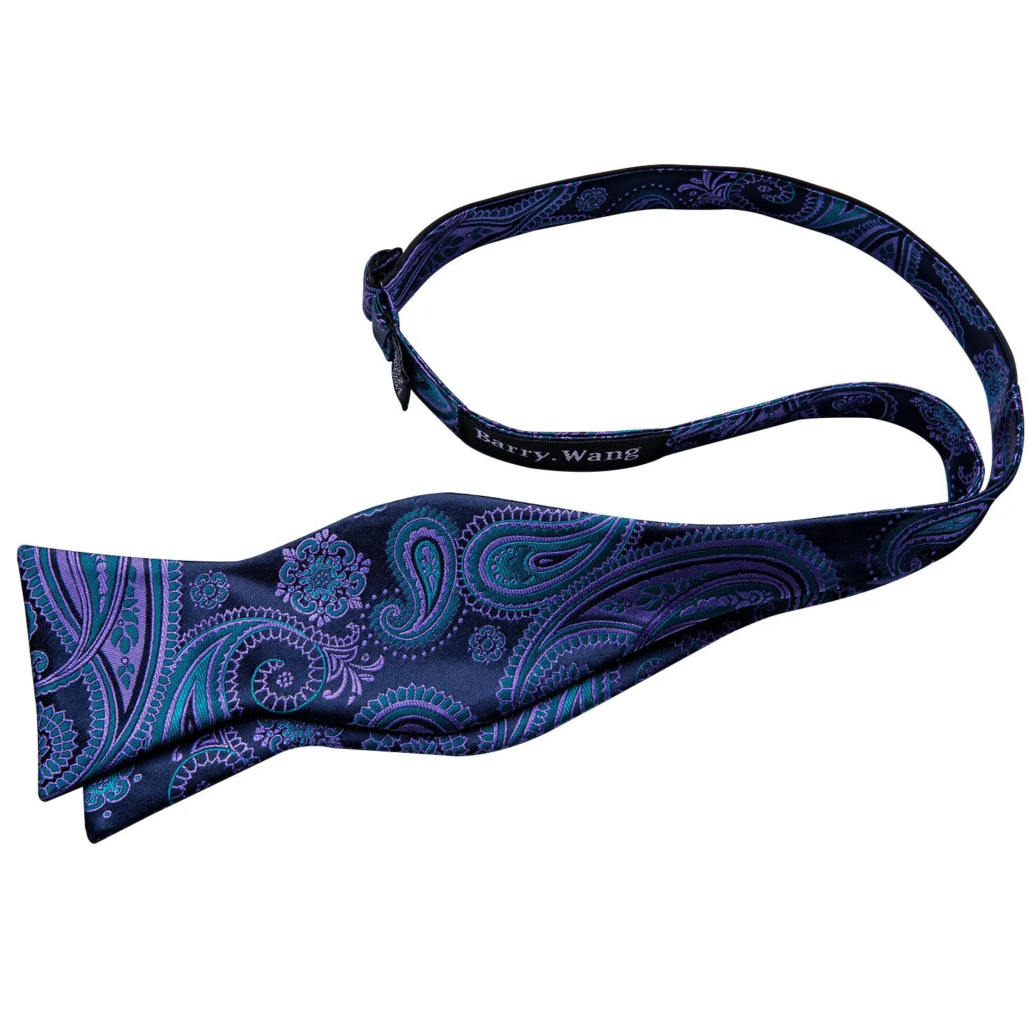 Barry. Wang Classic Blue Bow Tie for Men Paisley Jacquard Silk Self-tied Bow Tie Hanky Cufflinks Set sold by Barrywang product image thumbnail 5