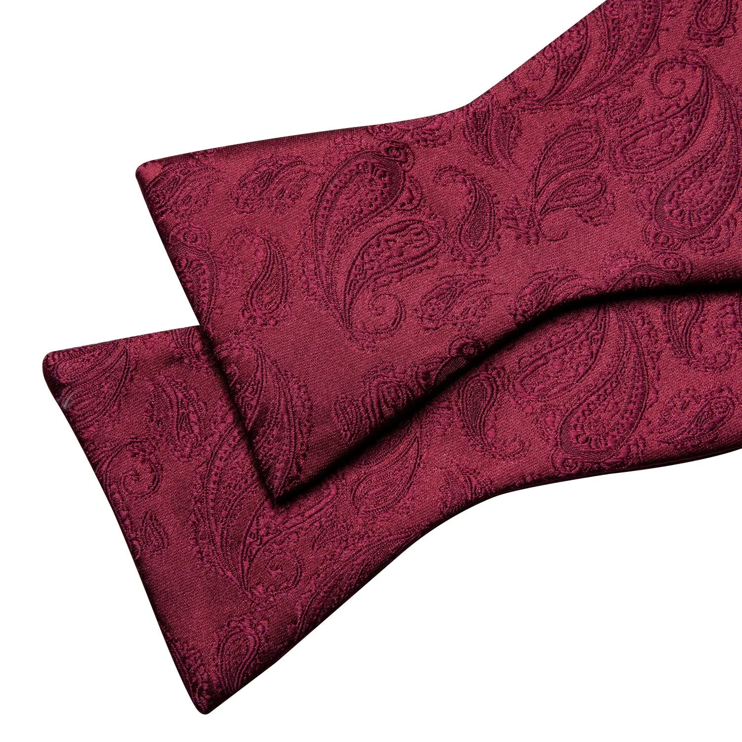 Barry. Wang Burgundy Paisley Bow Tie Pocket Square Cufflinks Set Adjustable Self-tied Tuxedos Bowtie sold by Barrywang product image thumbnail 5