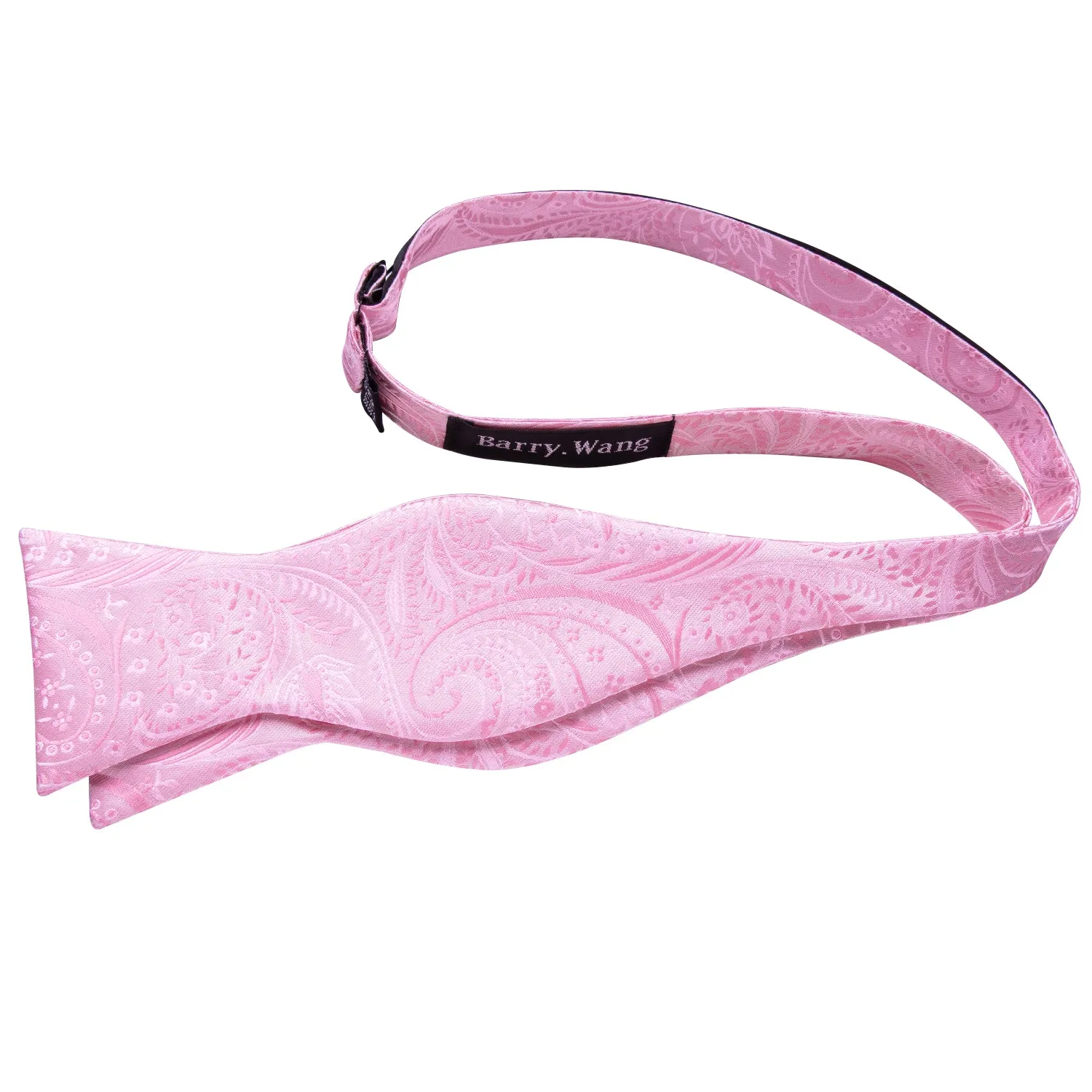 Barry. Wang Rosepink Bowtie Pocket Square Cufflinks Set Paisley Self-tied Jacquard Bow Tie for Tuxedo sold by Barrywang product image thumbnail 5