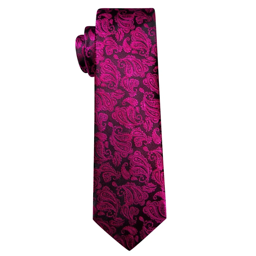 Barry. Wang Magenta Paisley Tie Pocket Square Cufflinks Set Silk Mens Ties sold by Barrywang product image thumbnail 5