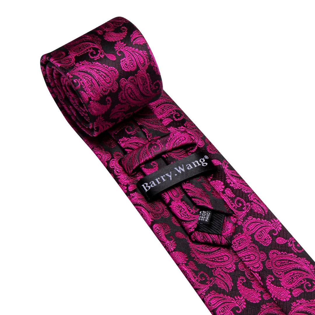 Barry. Wang Magenta Paisley Tie Pocket Square Cufflinks Set Silk Mens Ties sold by Barrywang product image thumbnail 3