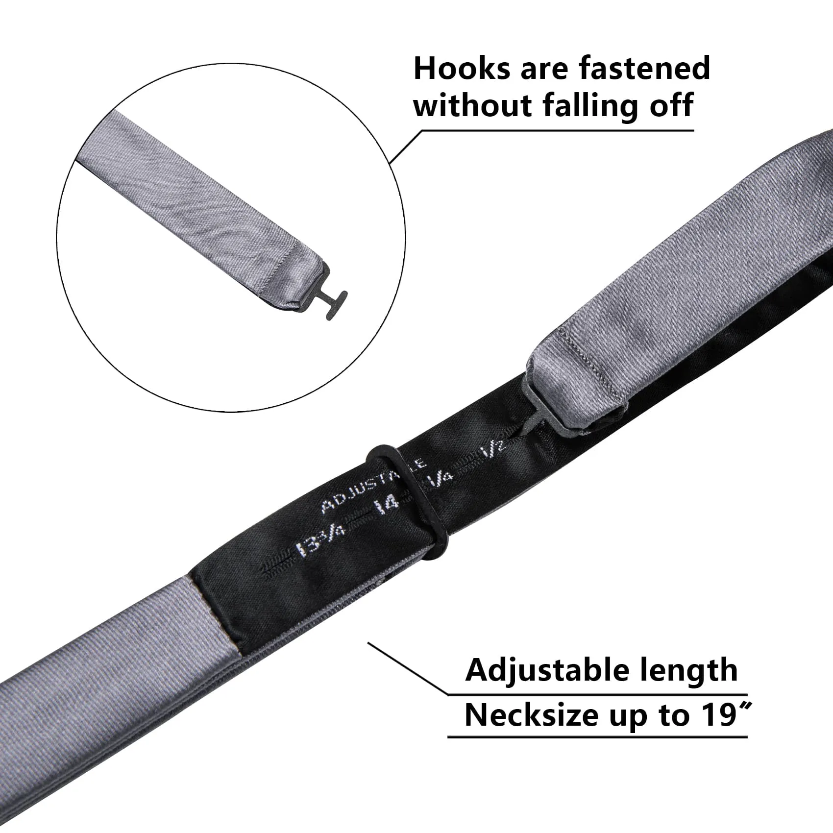 Barry. Wang Grey Solid Bowtie Self-tied Men's Tuxedo Bow Tie Pocket Square Cufflinks Set for Wedding sold by Barrywang product image thumbnail 5