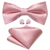 Barry. Wang Rose Gold Bowtie Silk Solid Pre-tied Adjustable Bow Tie for Wedding Hanky Cufflinks Set sold by Barrywang