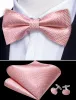 Barry. Wang Rose Gold Bowtie Silk Solid Pre-tied Adjustable Bow Tie for Wedding Hanky Cufflinks Set sold by Barrywang