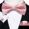 Barry. Wang Rose Gold Bowtie Silk Solid Pre-tied Adjustable Bow Tie for Wedding Hanky Cufflinks Set sold by Barrywang
