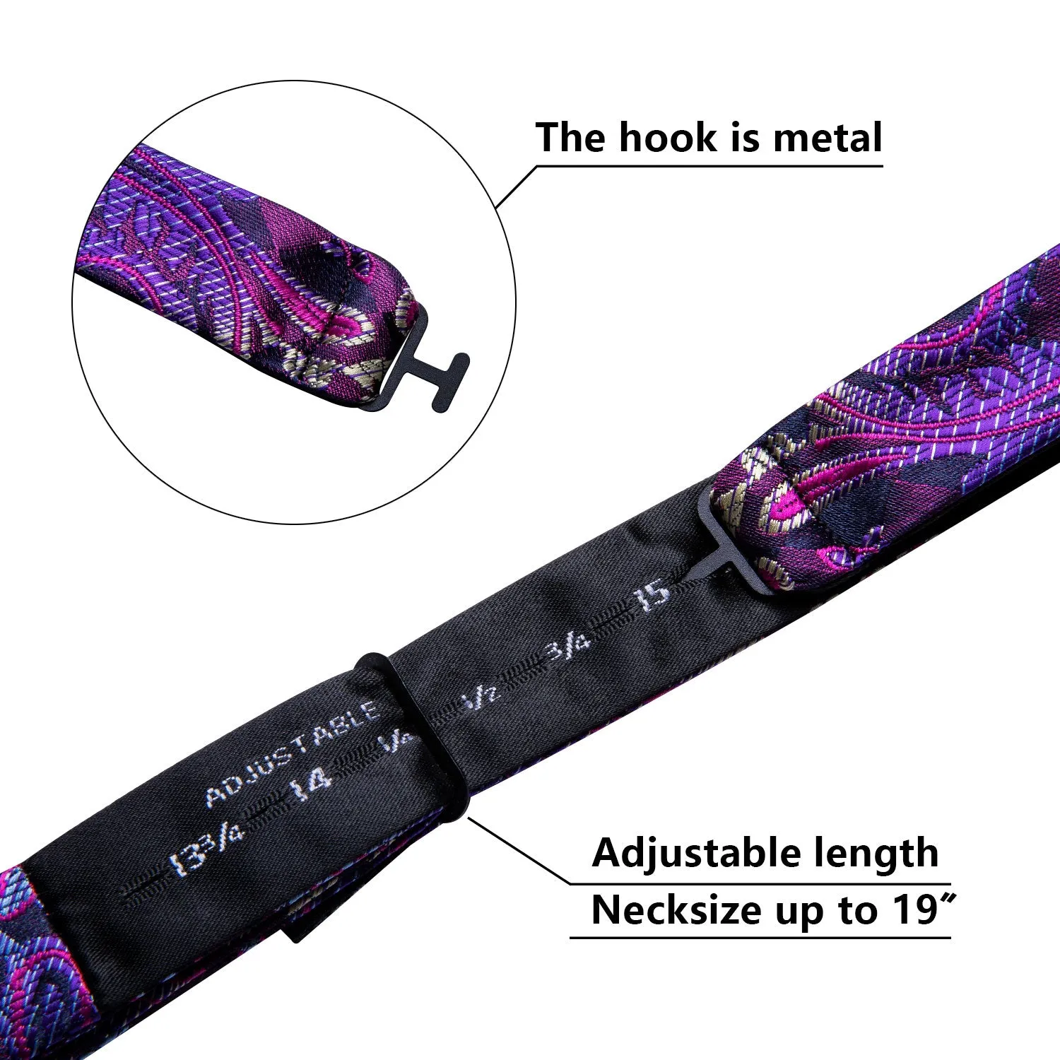 Barry. Wang Plum Purple Bow Tie Set Paisley Self-tied Jacquard Bow Tie Pocket Square Cufflinks Set sold by Barrywang product image thumbnail 5