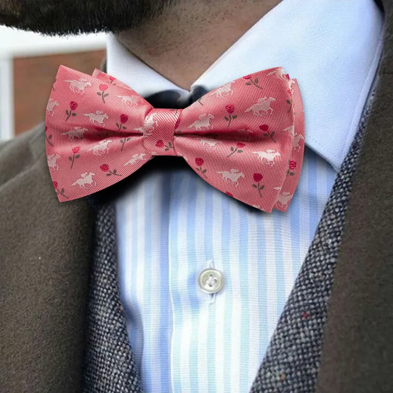 Barry. Wang Pink Bow Tie Hanky Cufflinks Set  Floral Pre-tied Jacquard Bow Tie for Men sold by Barrywang