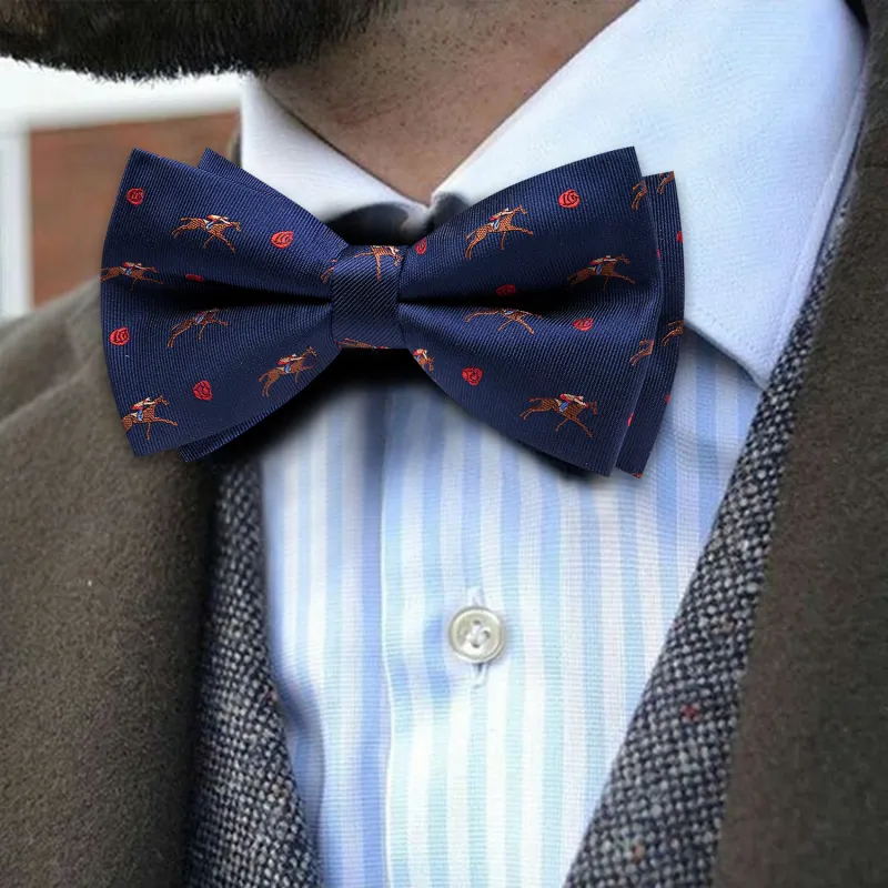 Barry. Wang Navy Bow Tie Hanky Cufflinks Set Floral Pre-tied Jacquard Bow Tie for Men sold by Barrywang