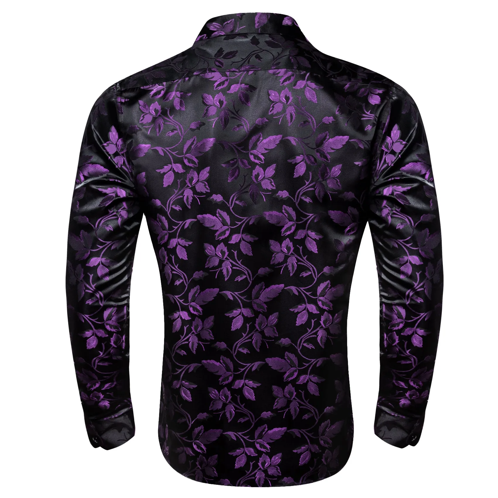 Barry. Wang Purple Black Floral Long Sleeve Button Down Shirt for Men sold by Barrywang product image thumbnail 4