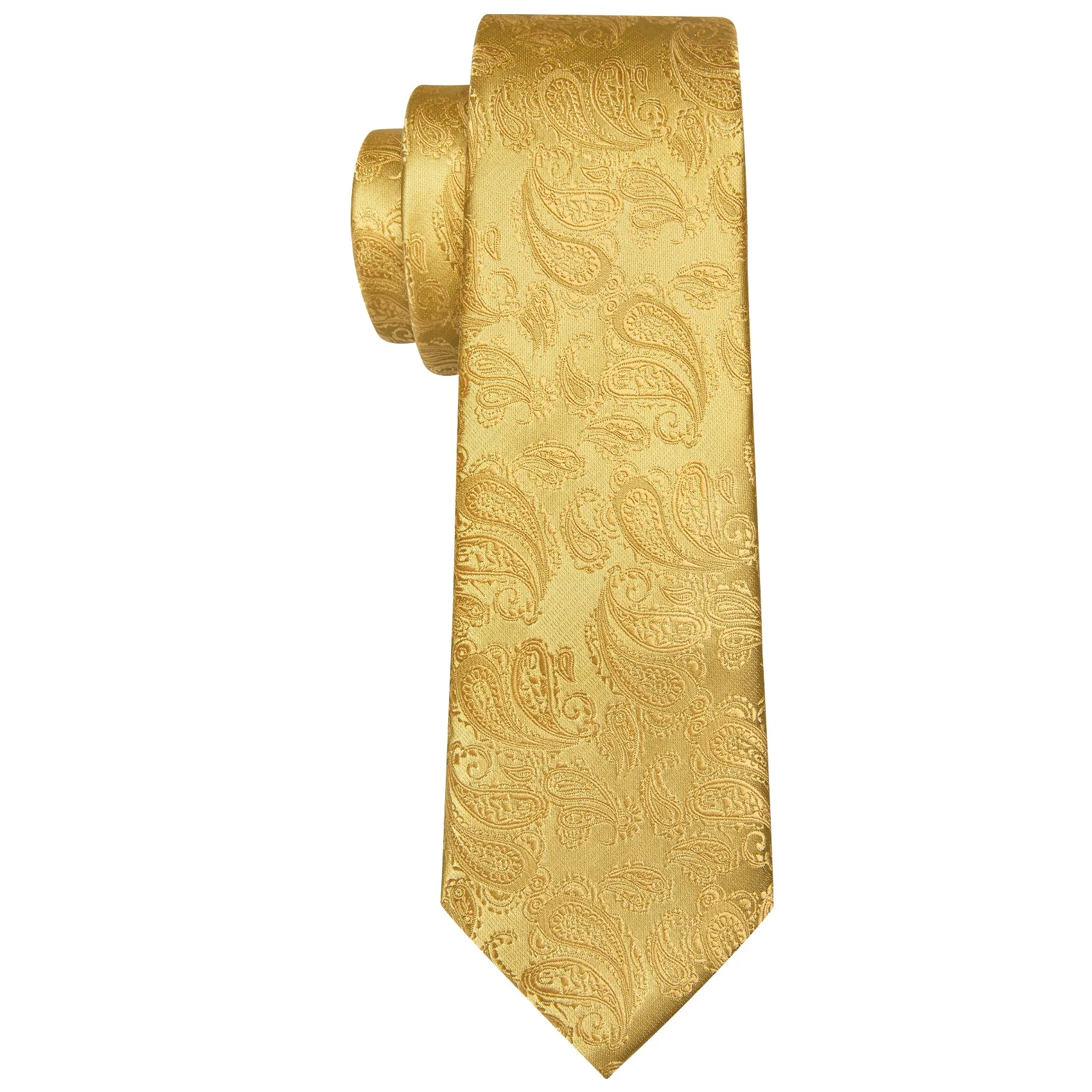 Barry. Wang Mens 63 Inches XL Ties Gold Paisley Silk Hanky Cufflinks Set sold by Barrywang product image thumbnail 5