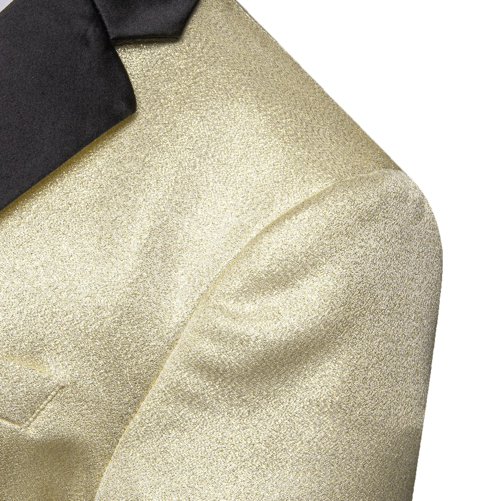 Barry. Wang Men's Light Yellow Solid Banquet Suit One Button Notch-Lapel Jacquard Wedding Tuxedos sold by Barrywang product image thumbnail 5