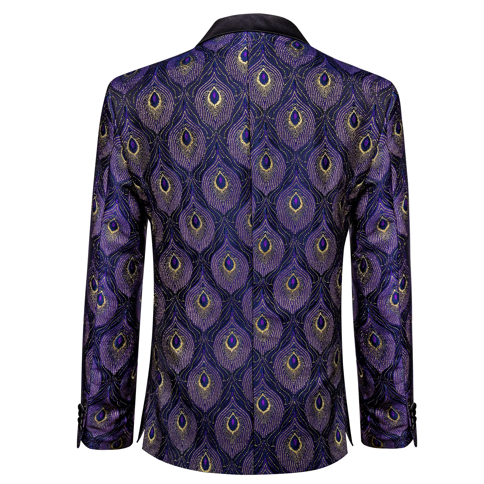 Barry. Wang Men's Purple Peacock Pattern Banquet Suit One Button Notch-Lapel Jacquard Wedding Tuxedos sold by Barrywang product image thumbnail 4