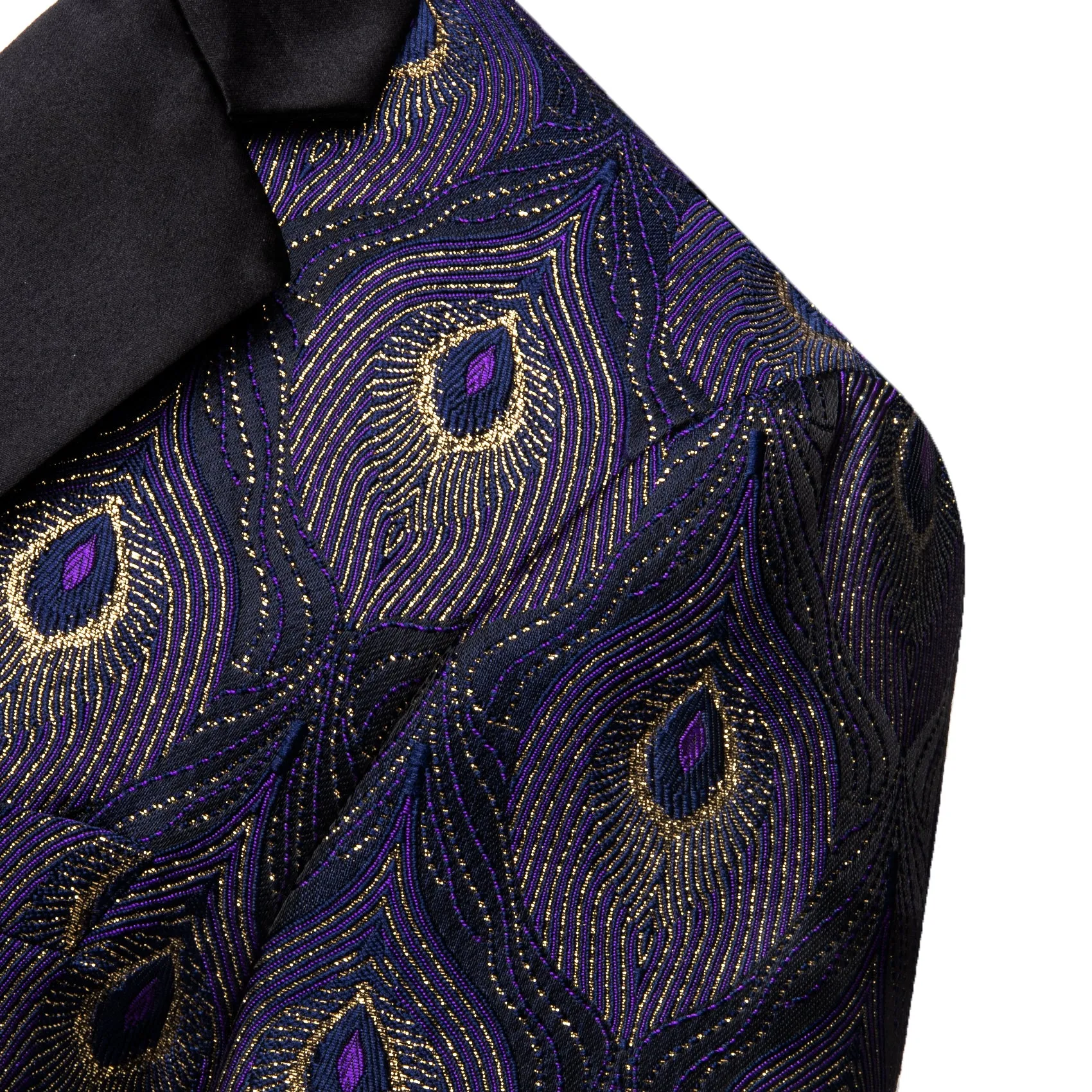 Barry. Wang Men's Purple Peacock Pattern Banquet Suit One Button Notch-Lapel Jacquard Wedding Tuxedos sold by Barrywang product image thumbnail 5