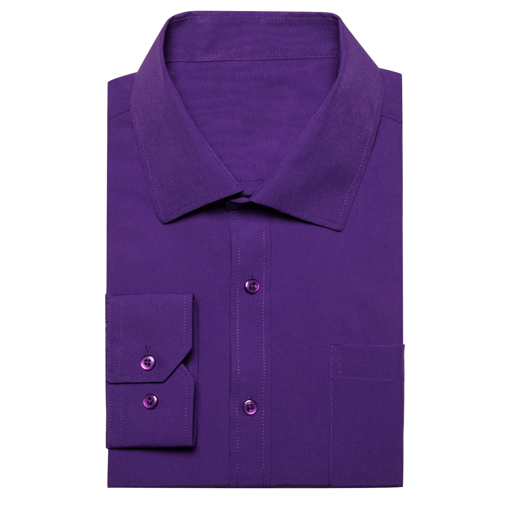 Barry. Wang Mens Silk Purple Dress Shirt Solid Casual Button Down Long Sleeve Shirt sold by Barrywang product image thumbnail 3