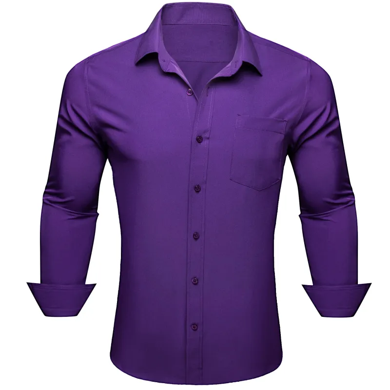 Barry. Wang Mens Silk Purple Dress Shirt Solid Casual Button Down Long Sleeve Shirt sold by Barrywang