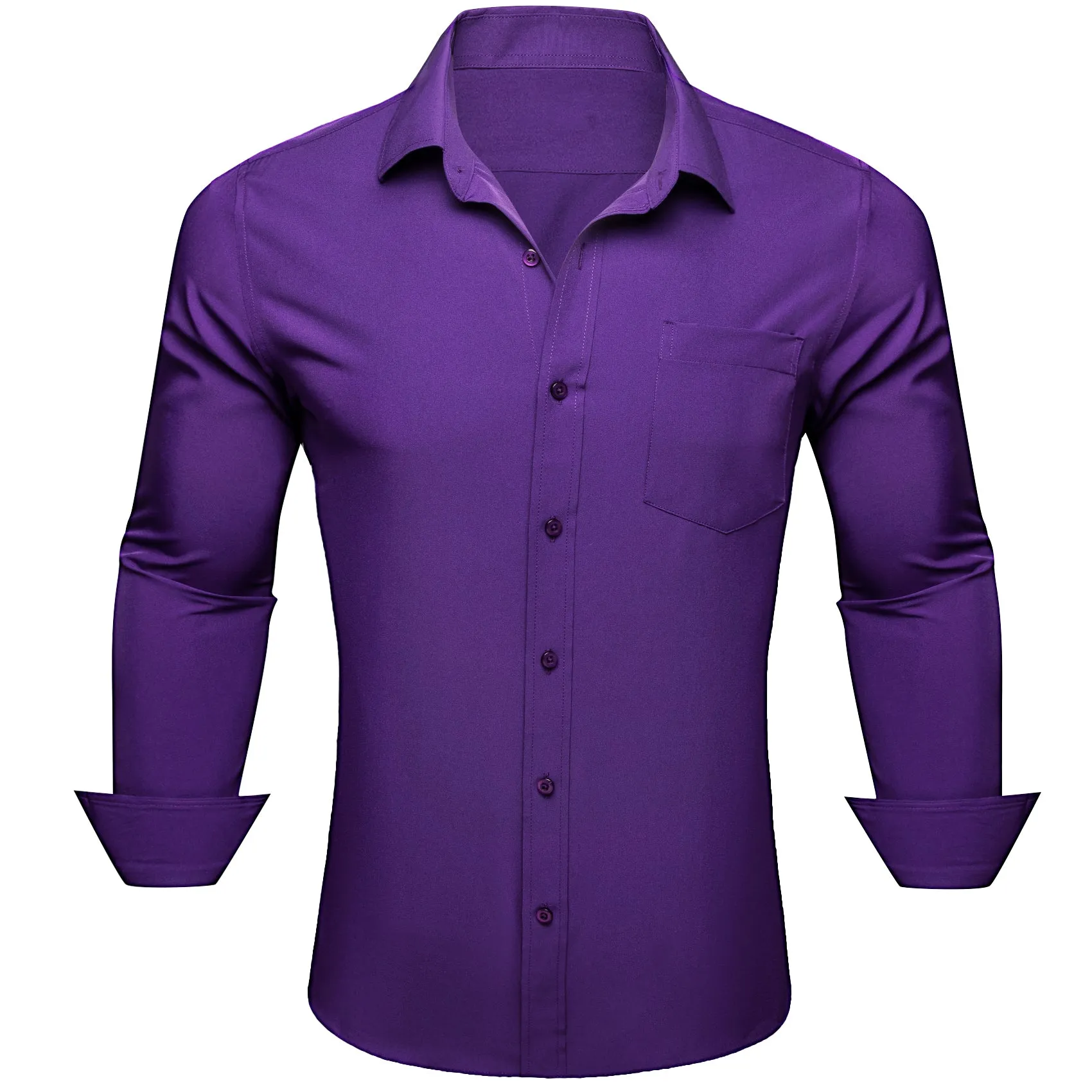 Barry. Wang Mens Silk Purple Dress Shirt Solid Casual Button Down Long Sleeve Shirt sold by Barrywang