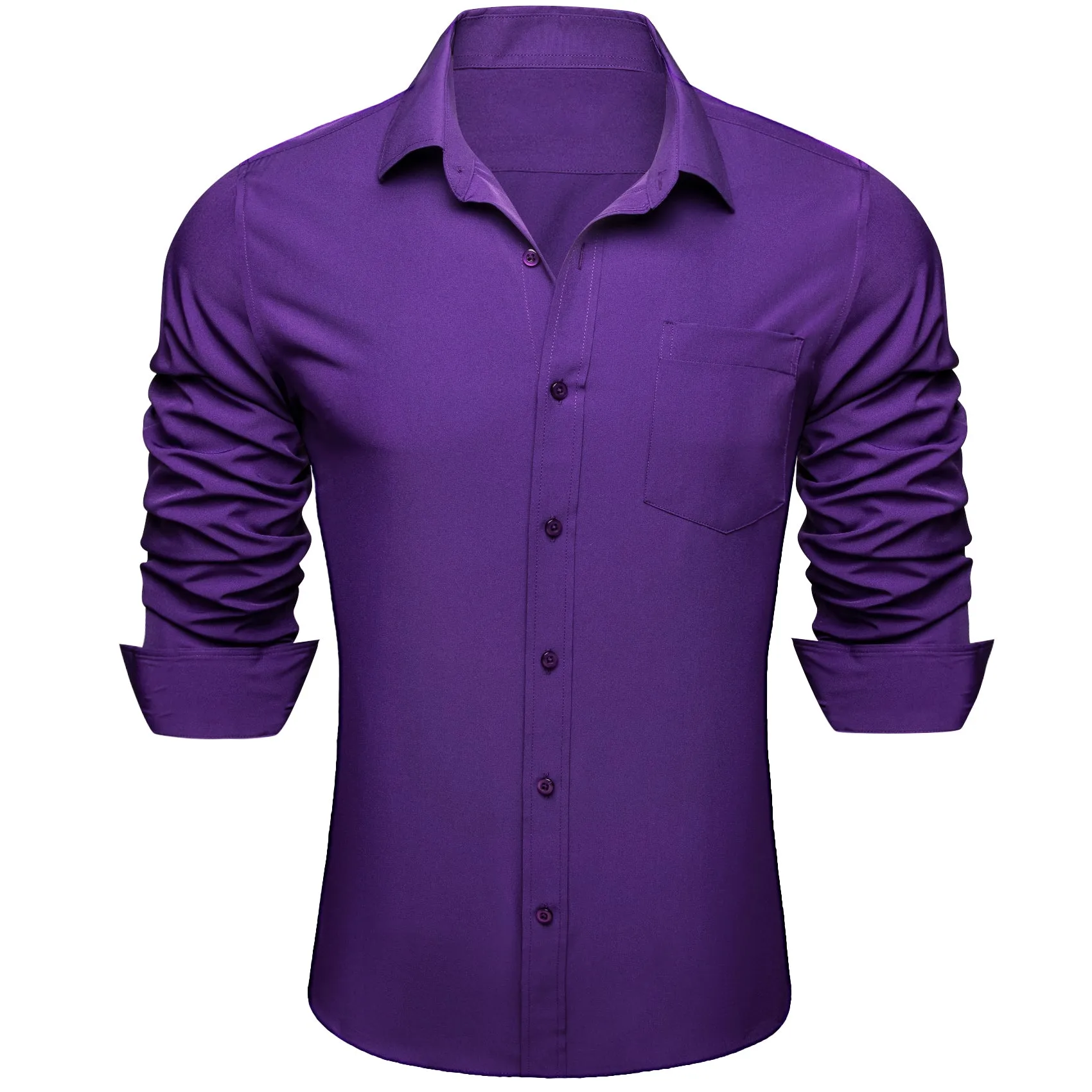 Barry. Wang Mens Silk Purple Dress Shirt Solid Casual Button Down Long Sleeve Shirt sold by Barrywang product image thumbnail 2