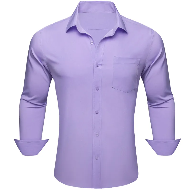 Barry. Wang Mens Silk Lavender Dress Shirt Solid Casual Button Down Long Sleeve Shirt sold by Barrywang