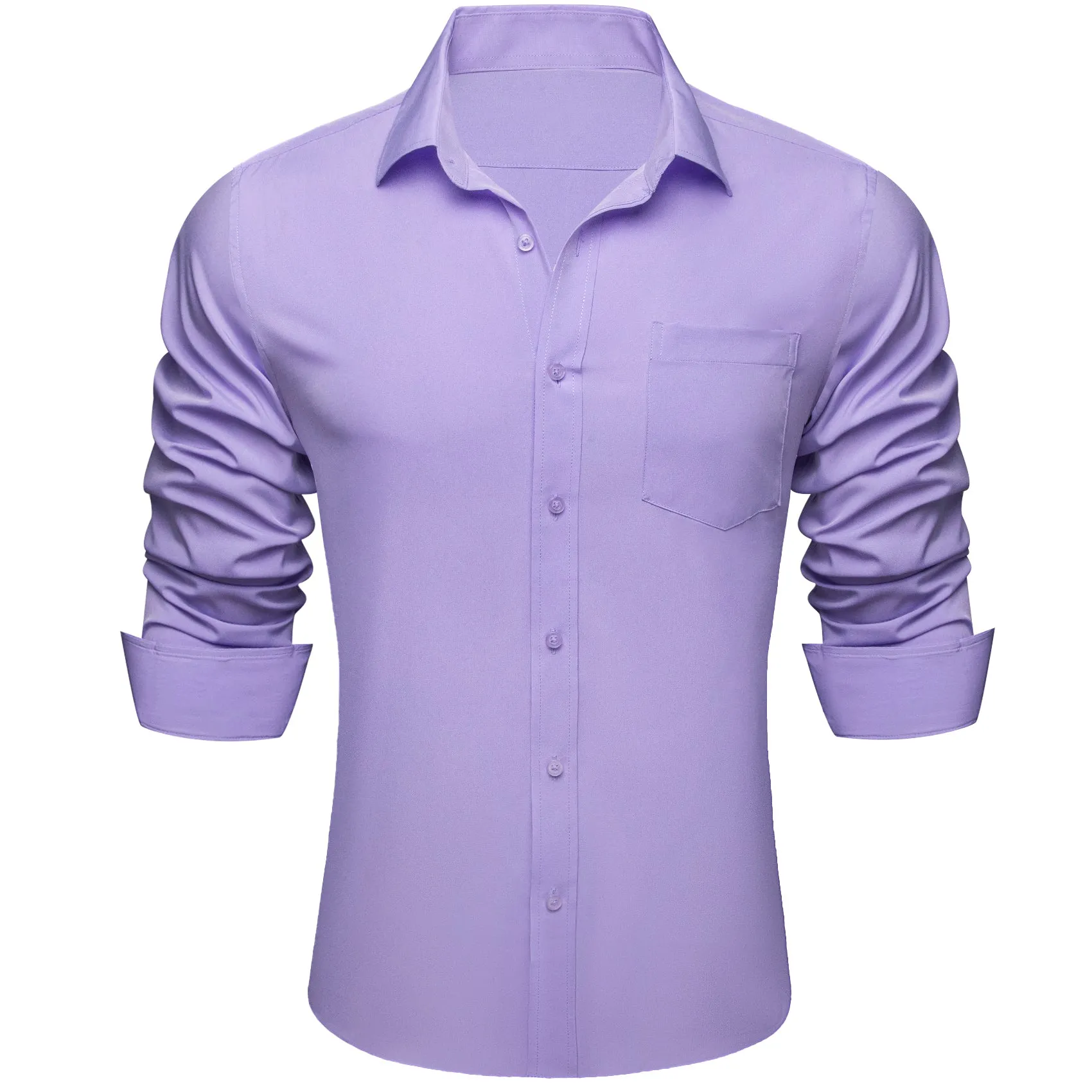 Barry. Wang Mens Silk Lavender Dress Shirt Solid Casual Button Down Long Sleeve Shirt sold by Barrywang product image thumbnail 2