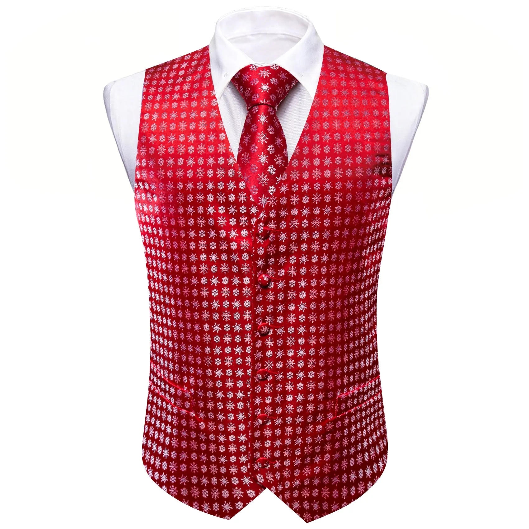 Barry. Wang Christmas Red Waistcoat White Xmas Vest Necktie Hanky Cufflinks Set sold by Barrywang product image thumbnail 2