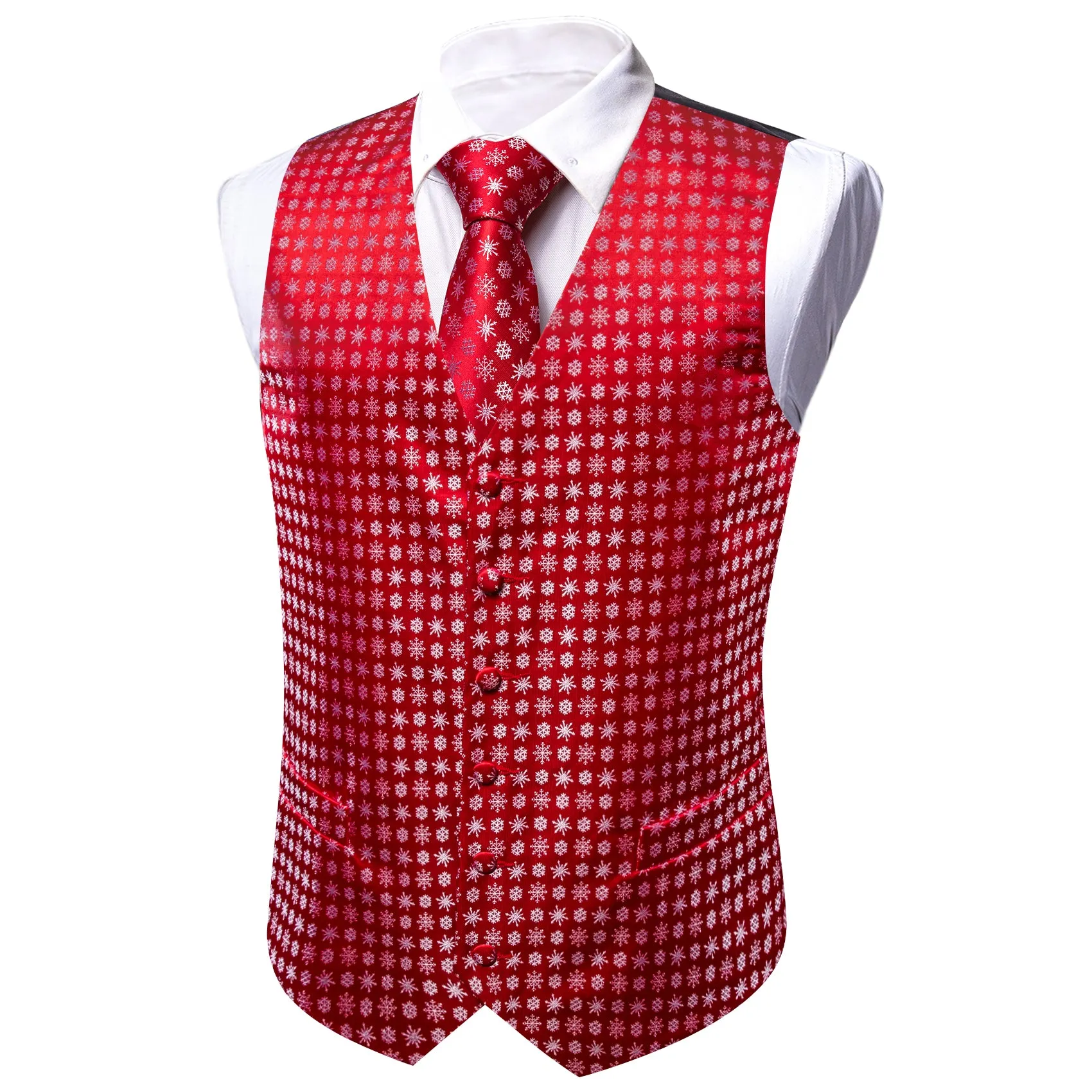 Barry. Wang Christmas Red Waistcoat White Xmas Vest Necktie Hanky Cufflinks Set sold by Barrywang product image thumbnail 3