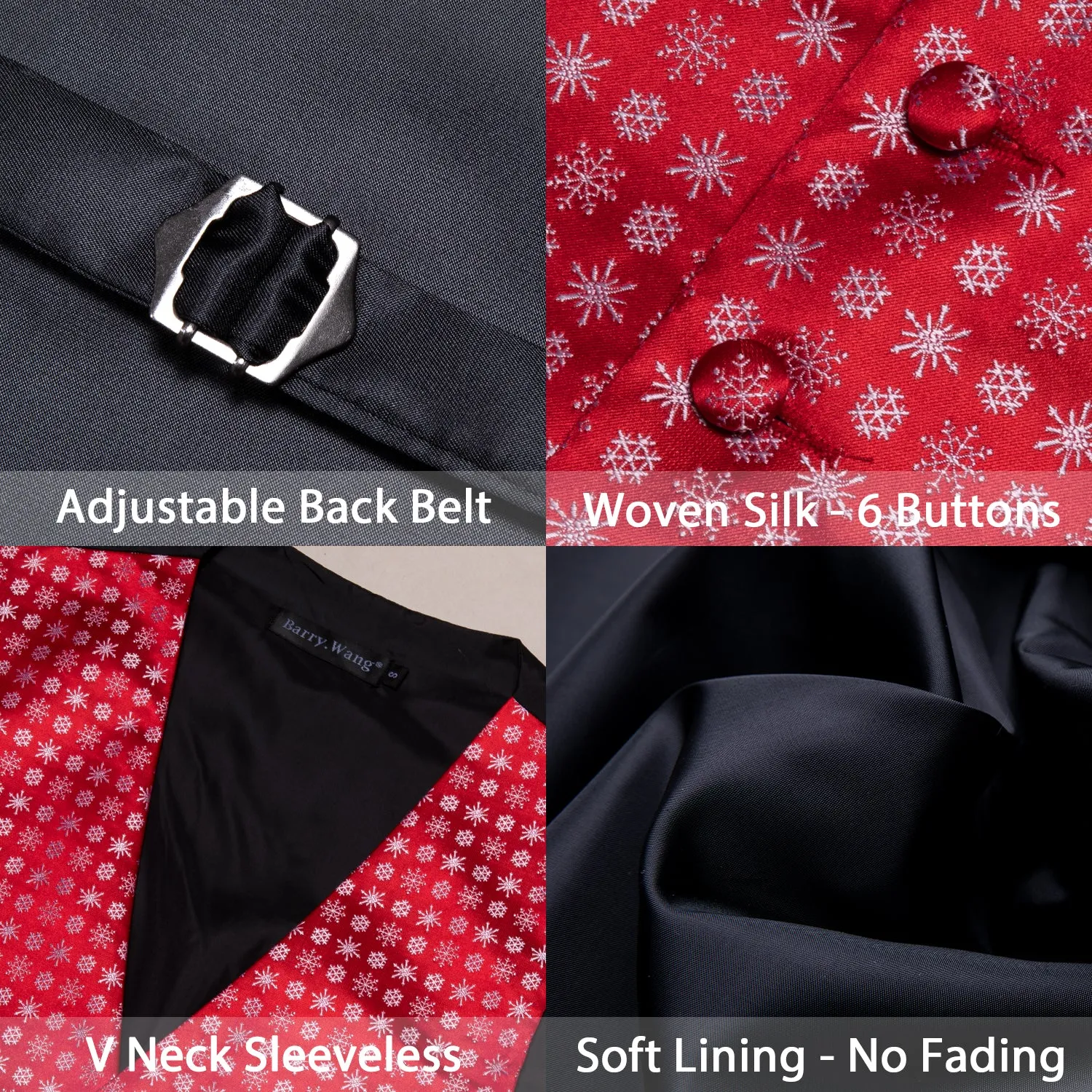 Barry. Wang Christmas Red Waistcoat White Xmas Vest Necktie Hanky Cufflinks Set sold by Barrywang product image thumbnail 5