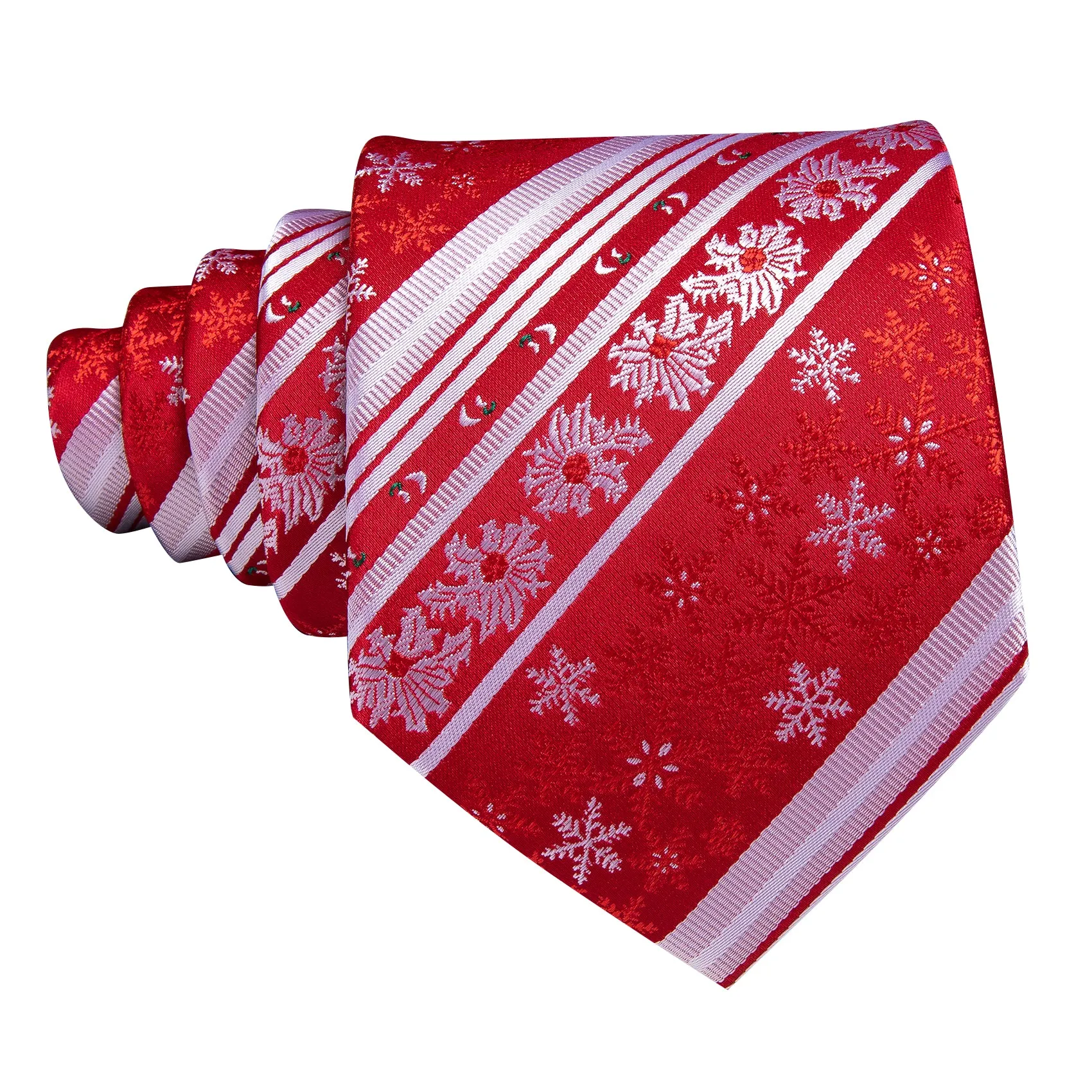 Barry Wang Christmas Red White Xmas Snowflake Tie Hanky Cufflinks Set sold by Barrywang product image thumbnail 3