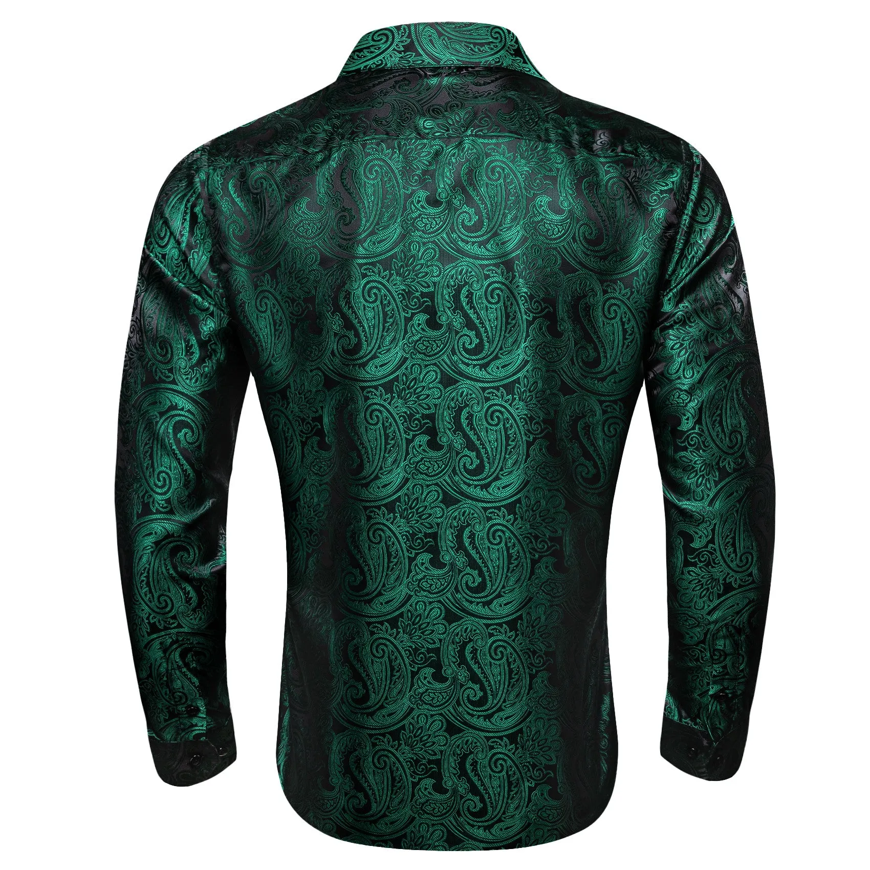 Barry. Wang Mens Hunter Green Dress Shirt Paisley Silk Long Sleeve Button Down Shirt sold by Barrywang product image thumbnail 2