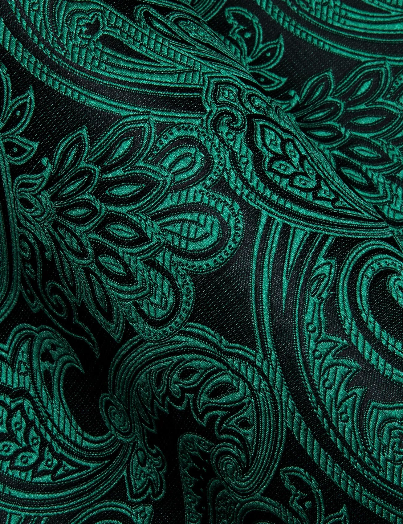 Barry. Wang Mens Hunter Green Dress Shirt Paisley Silk Long Sleeve Button Down Shirt sold by Barrywang product image thumbnail 5