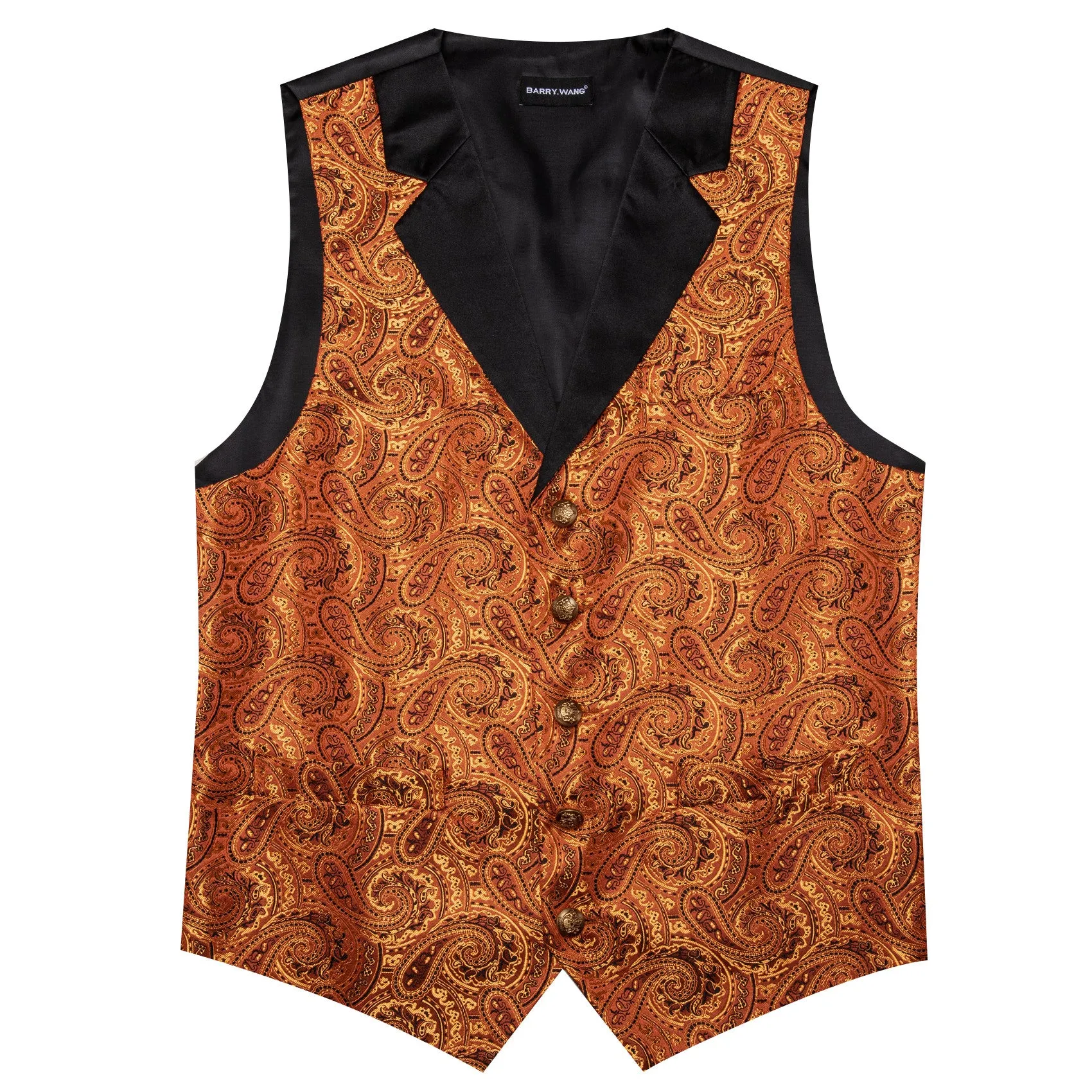 Barry. Wang Mens Marigold Vest Suit 4PCS Paisley Tuxedo Vest Necktie Hanky Cufflinks Set sold by Barrywang product image thumbnail 4