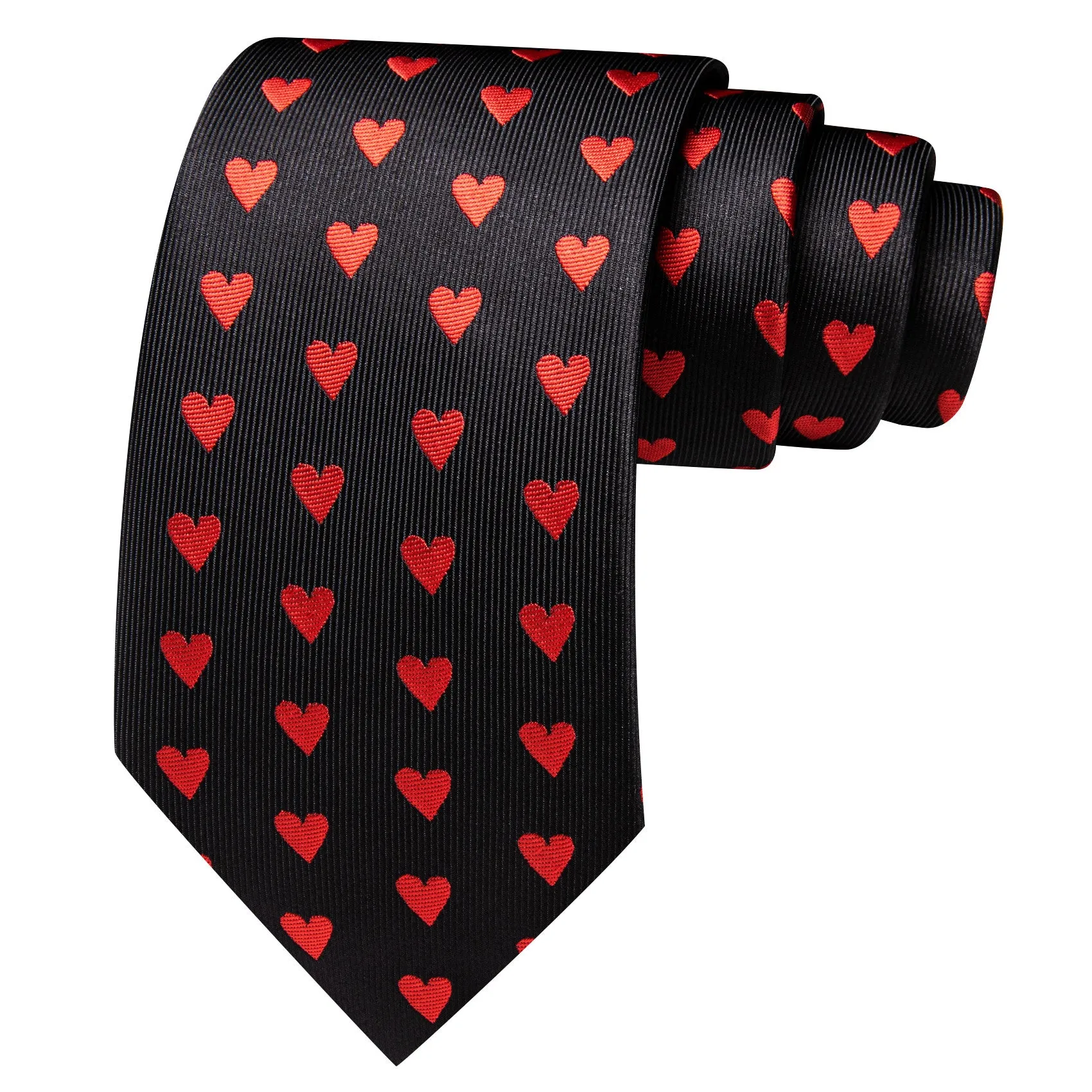 Barry. Wang Black Tie Red Heart Novelty Mens Tie Hanky Cufflinks Set sold by Barrywang product image thumbnail 2