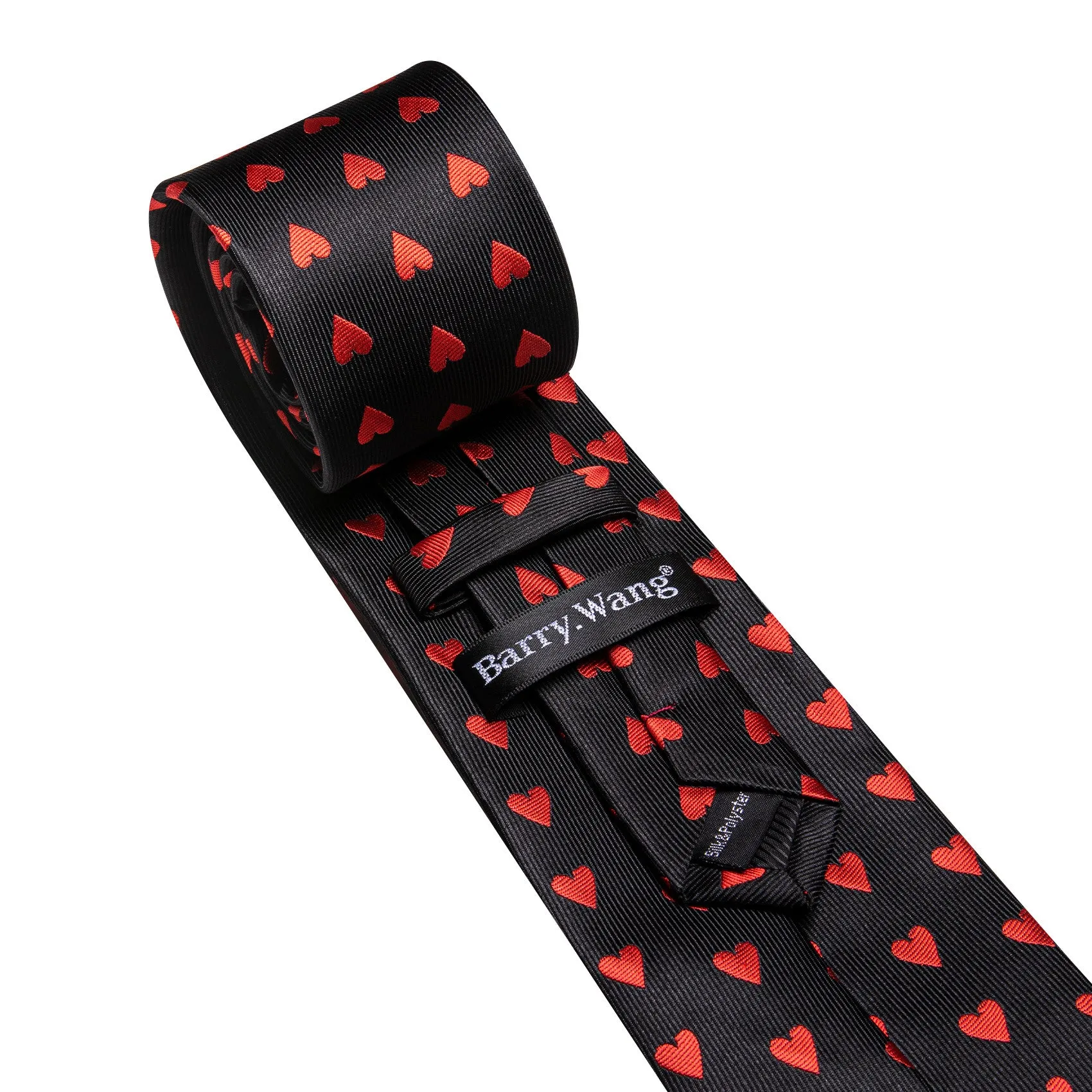 Barry. Wang Black Tie Red Heart Novelty Mens Tie Hanky Cufflinks Set sold by Barrywang product image thumbnail 3