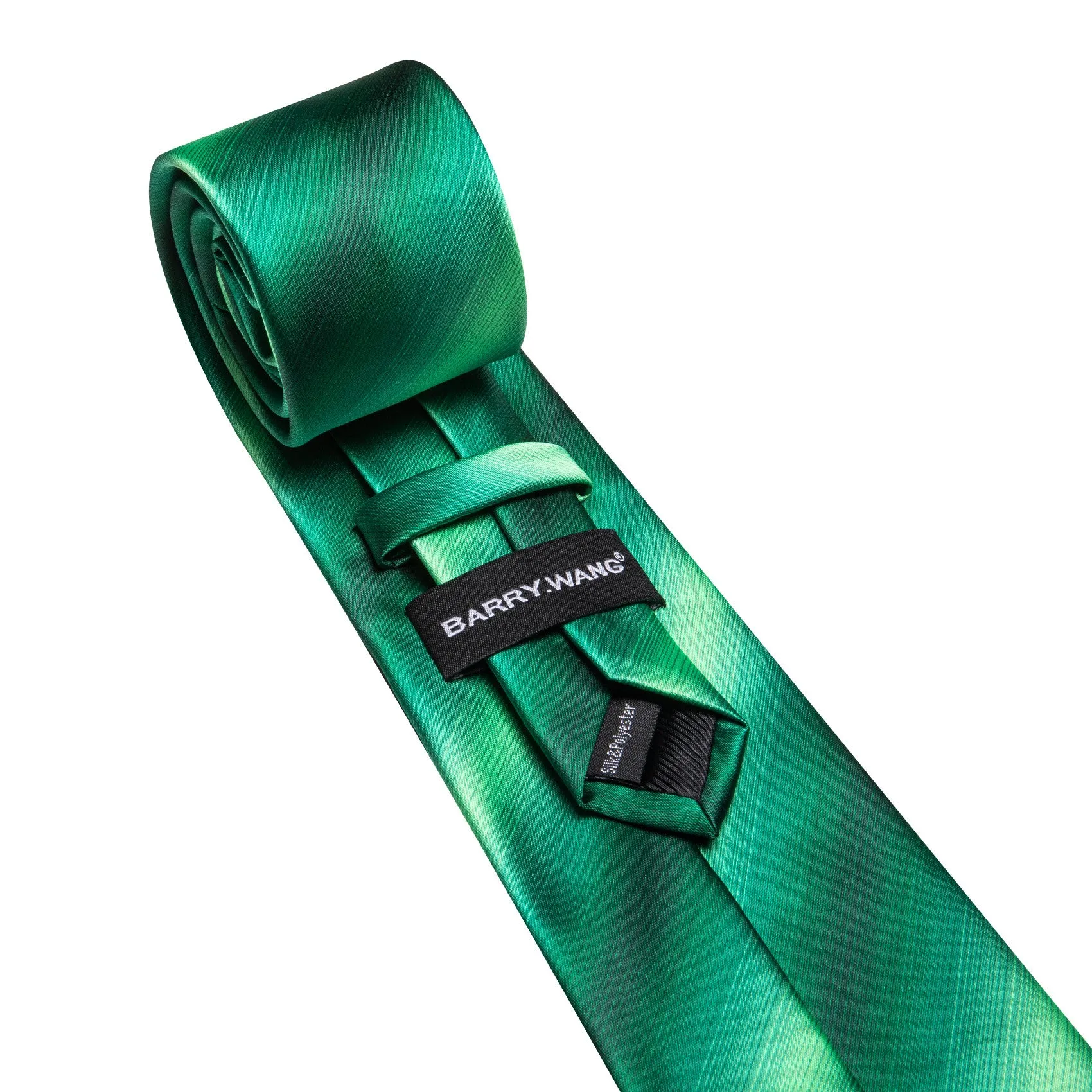 Barry. Wang Mens Emerald Green Necktie Striped Tie Formal Suit Tie Set sold by Barrywang product image thumbnail 3
