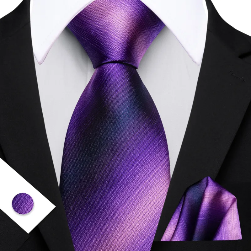 Barry. Wang Striped Tie Royal Purple Mens Work Tie Pocket Square Cufflinks Set sold by Barrywang
