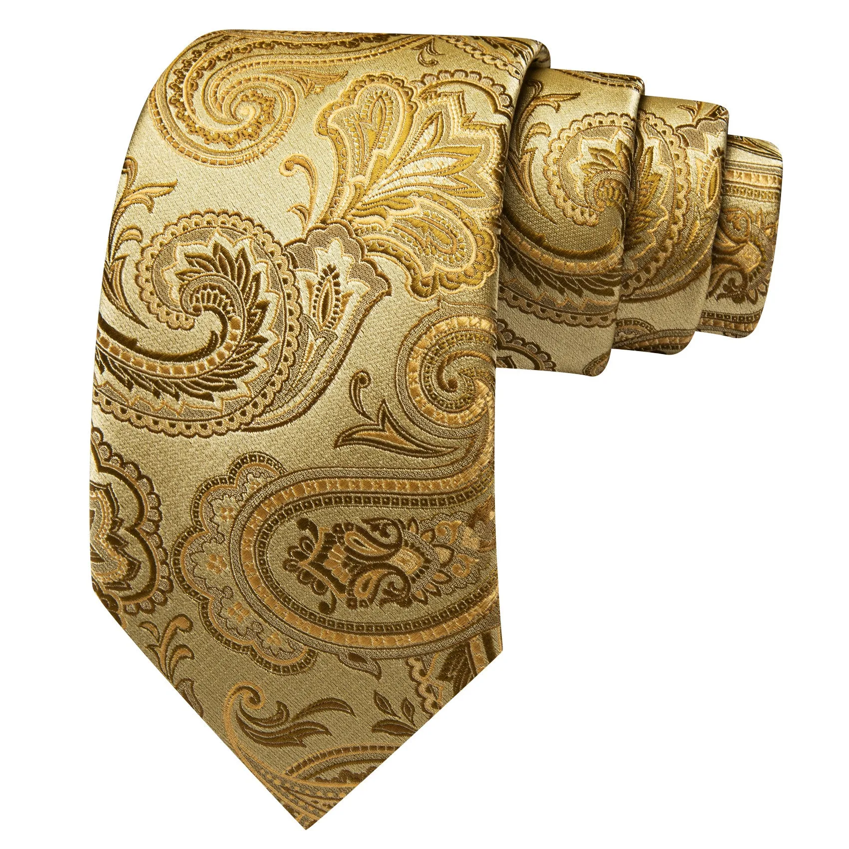 Barry. Wang Mens Paisley Tie Silk Gold Necktie Hanky Cufflinks Set sold by Barrywang product image thumbnail 2