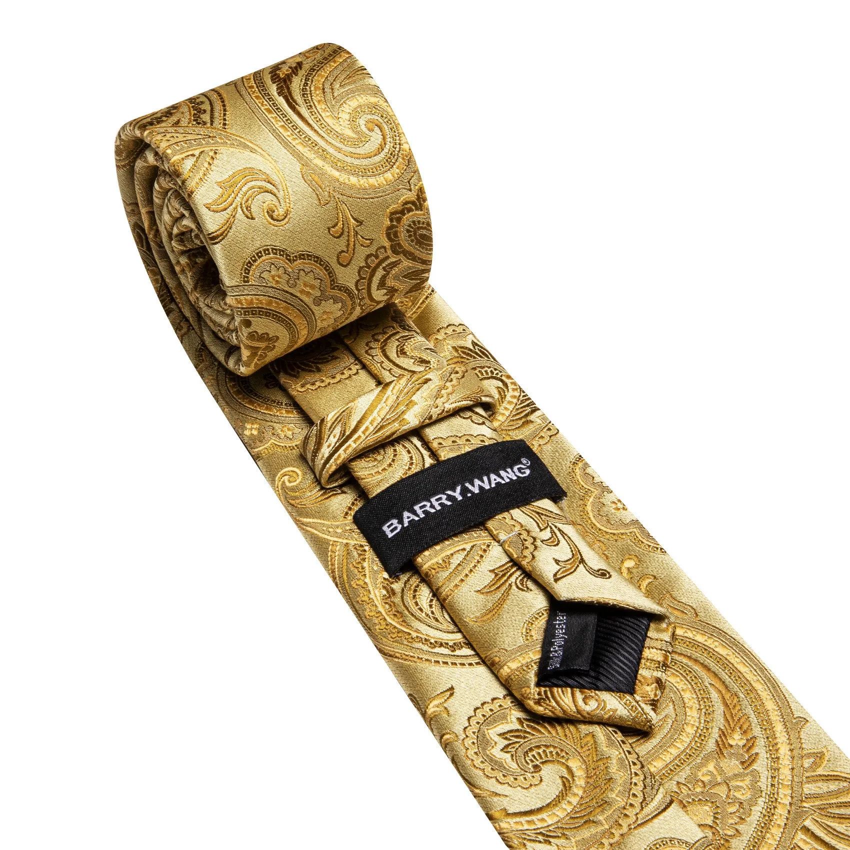 Barry. Wang Mens Paisley Tie Silk Gold Necktie Hanky Cufflinks Set sold by Barrywang product image thumbnail 3