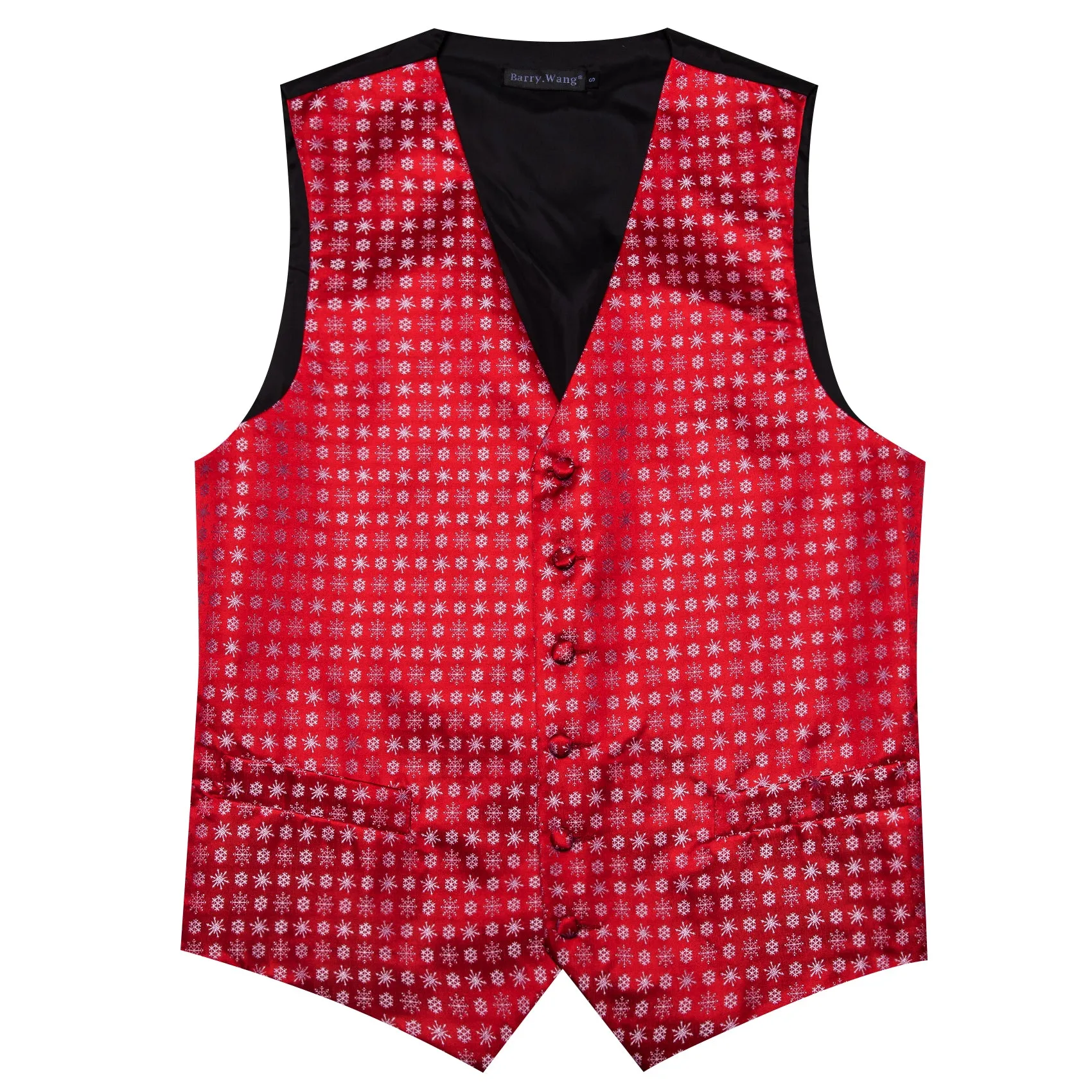 Barry. Wang Holiday Red Waistcoat Xmas Snowflake Tuxedo Vest Necktie Hanky Cufflinks Set sold by Barrywang product image thumbnail 4