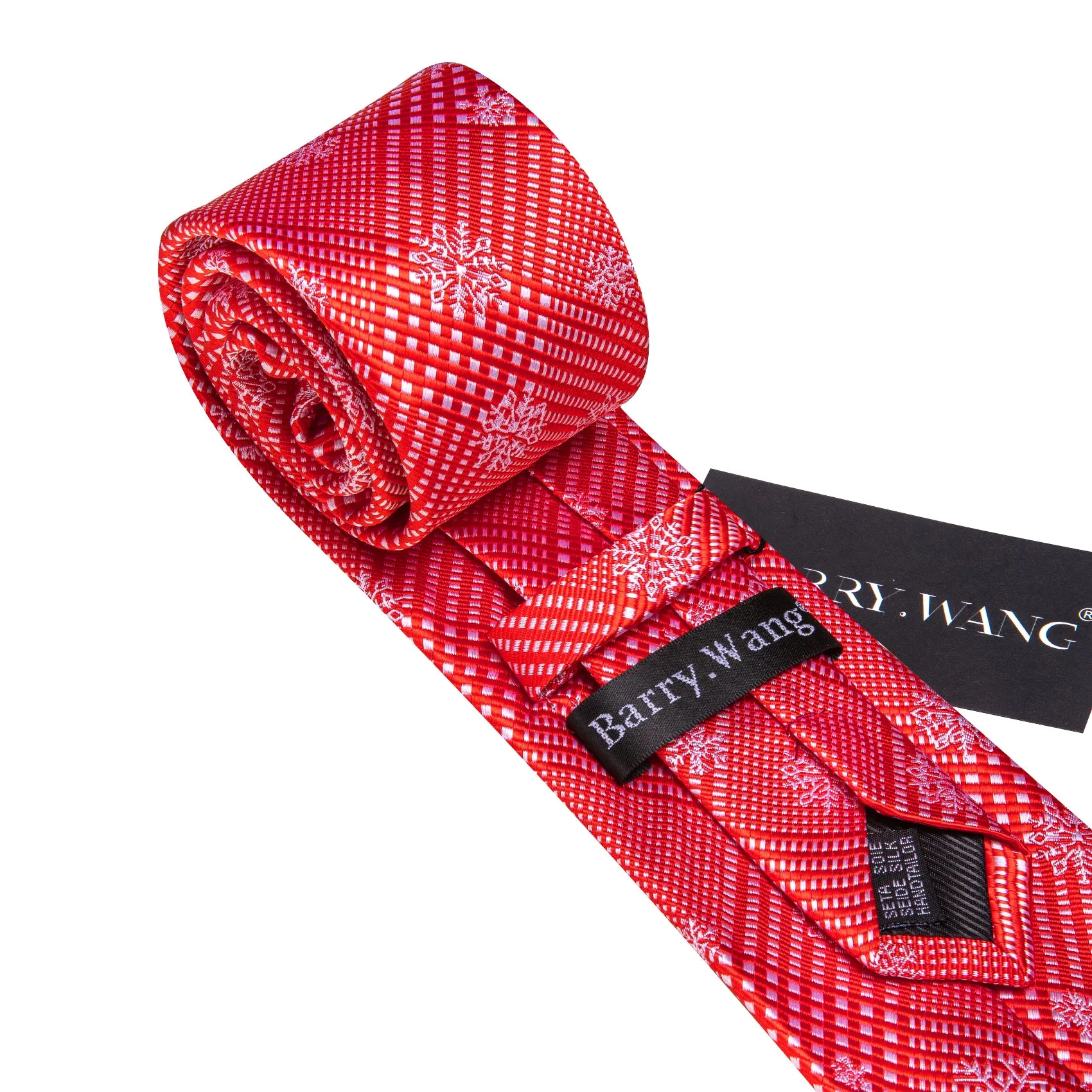 Barry. Wang Holiday Red Tie Novelty Plaid Snowflake Xmas Party Necktie Hanky Cufflinks Set sold by Barrywang product image thumbnail 5