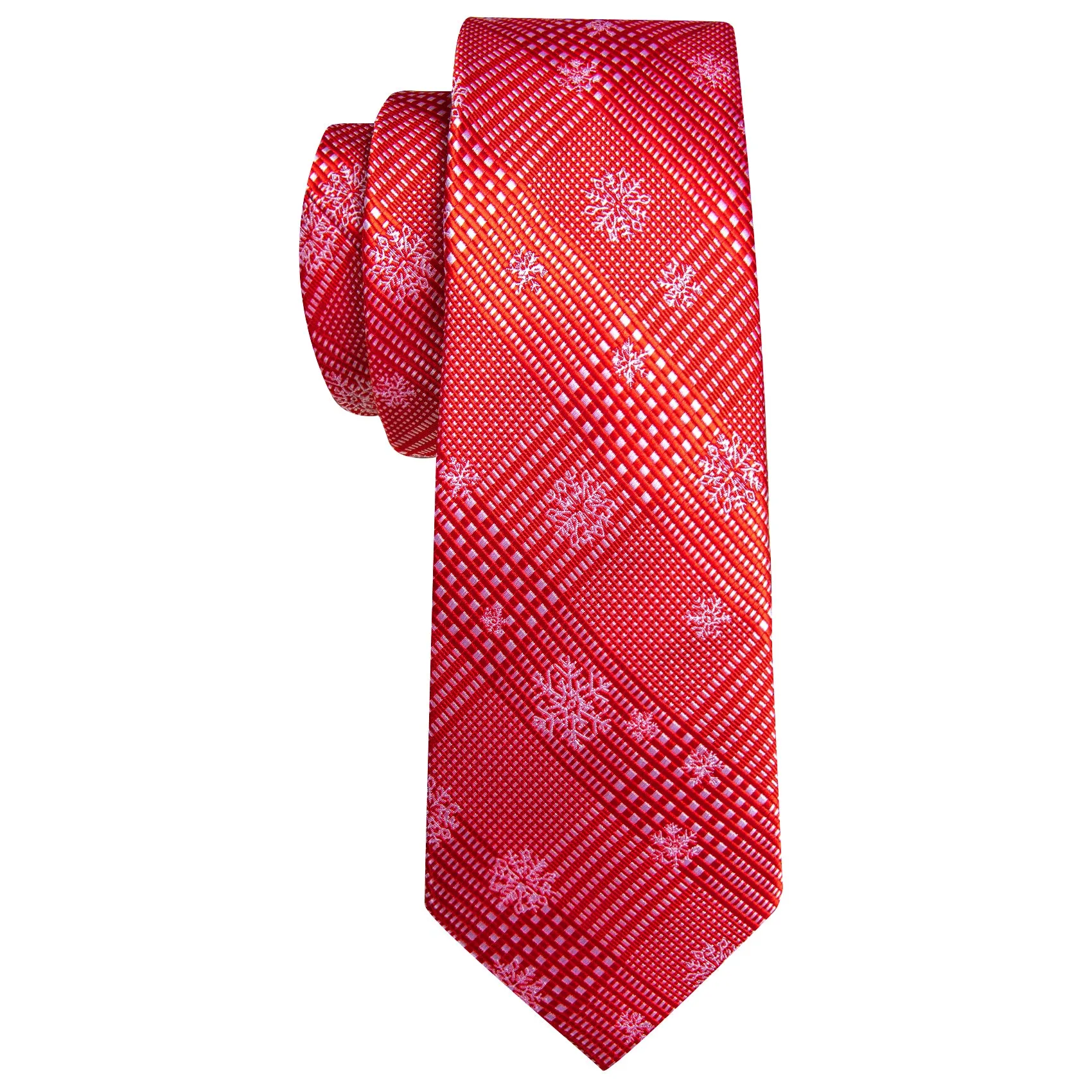 Barry. Wang Holiday Red Tie Novelty Plaid Snowflake Xmas Party Necktie Hanky Cufflinks Set sold by Barrywang product image thumbnail 4