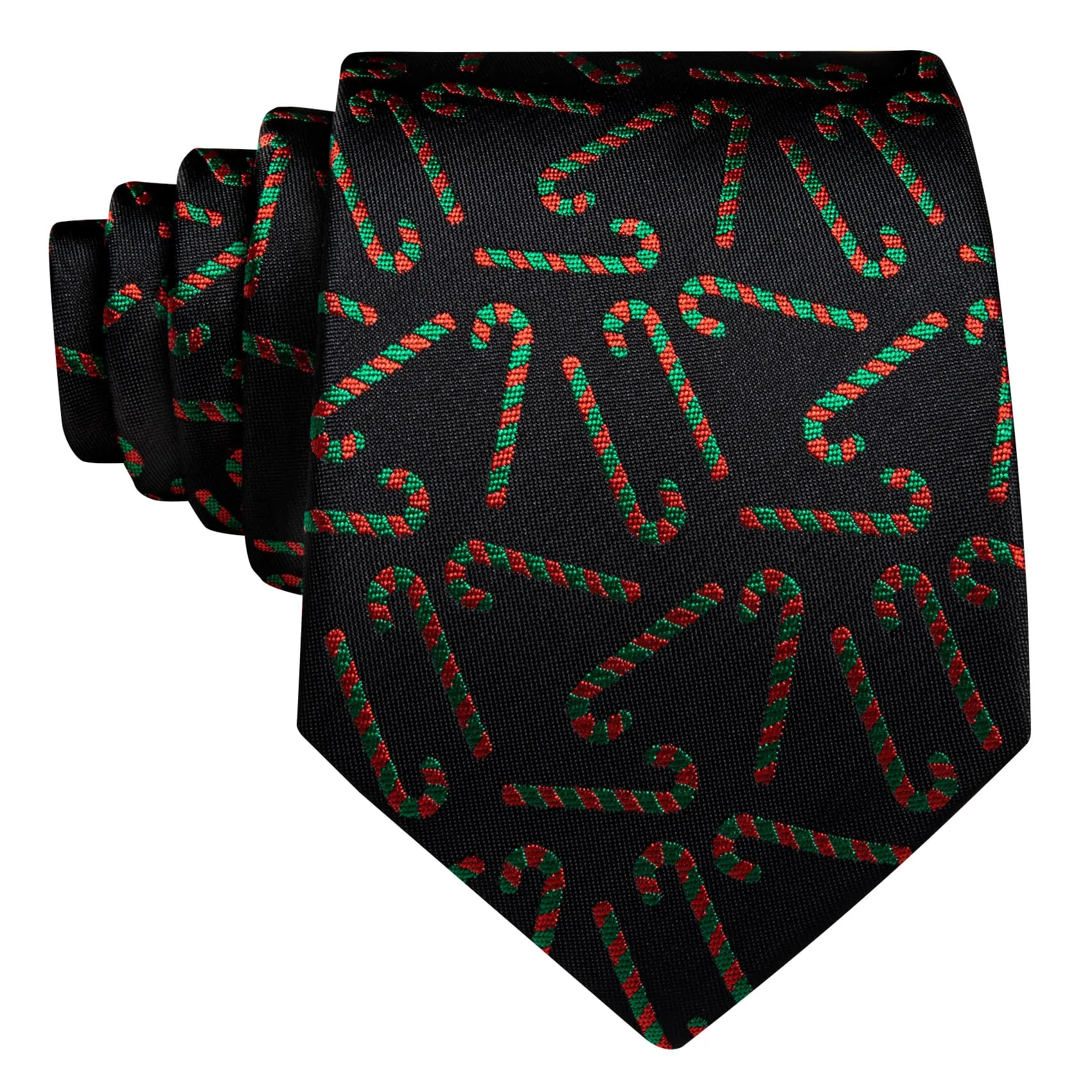 Barry. Wang Xmas Necktie Black Tie Holiday Candy Cane Necktie Hanky Cufflinks Set sold by Barrywang product image thumbnail 4