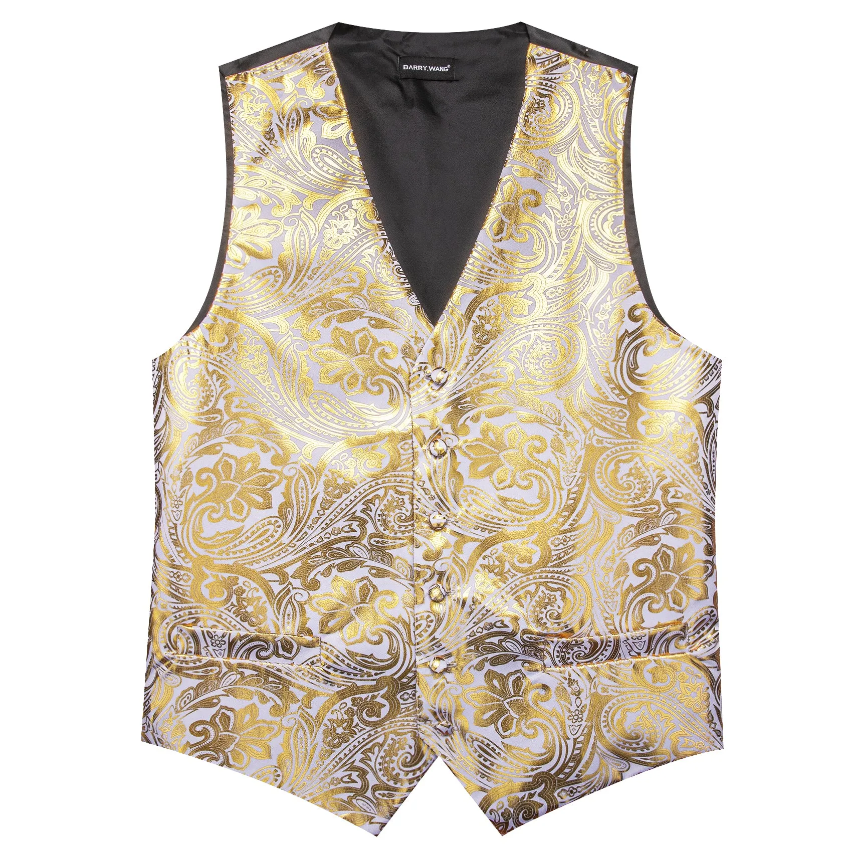 Barry. Wang Mens Gold Suit Vests Paisley Jacquard Formal Waistcoat Tie Hanky Clfflinks Set sold by Barrywang product image thumbnail 3