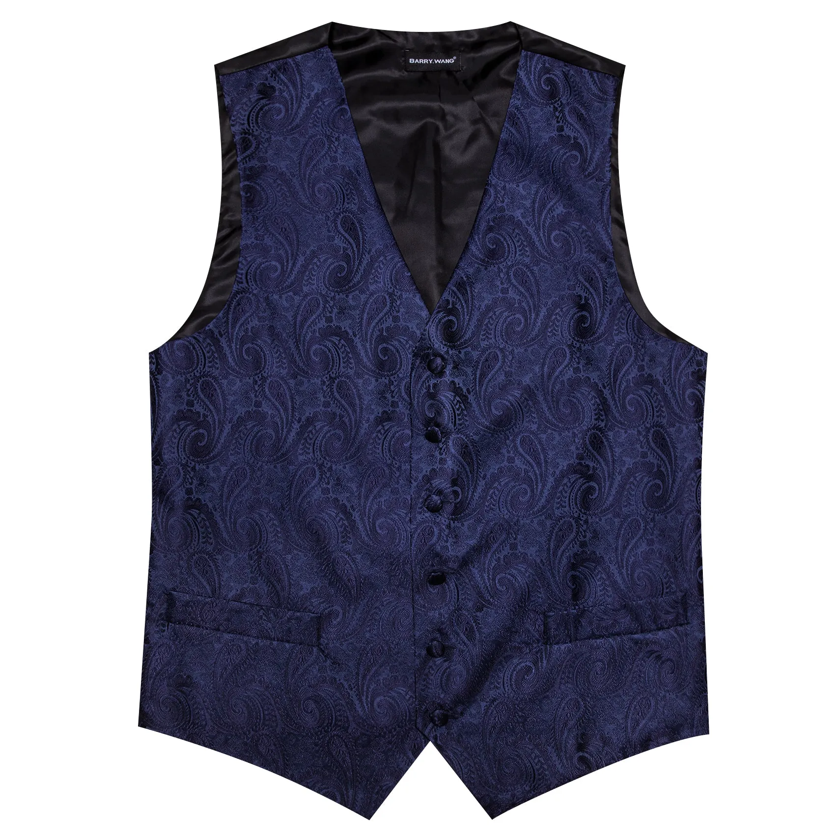 Barry. Wang Navy Blue Formal Vest Paisley Party Suit Vest Neckties Tie Hanky Cufflinks Set sold by Barrywang product image thumbnail 5