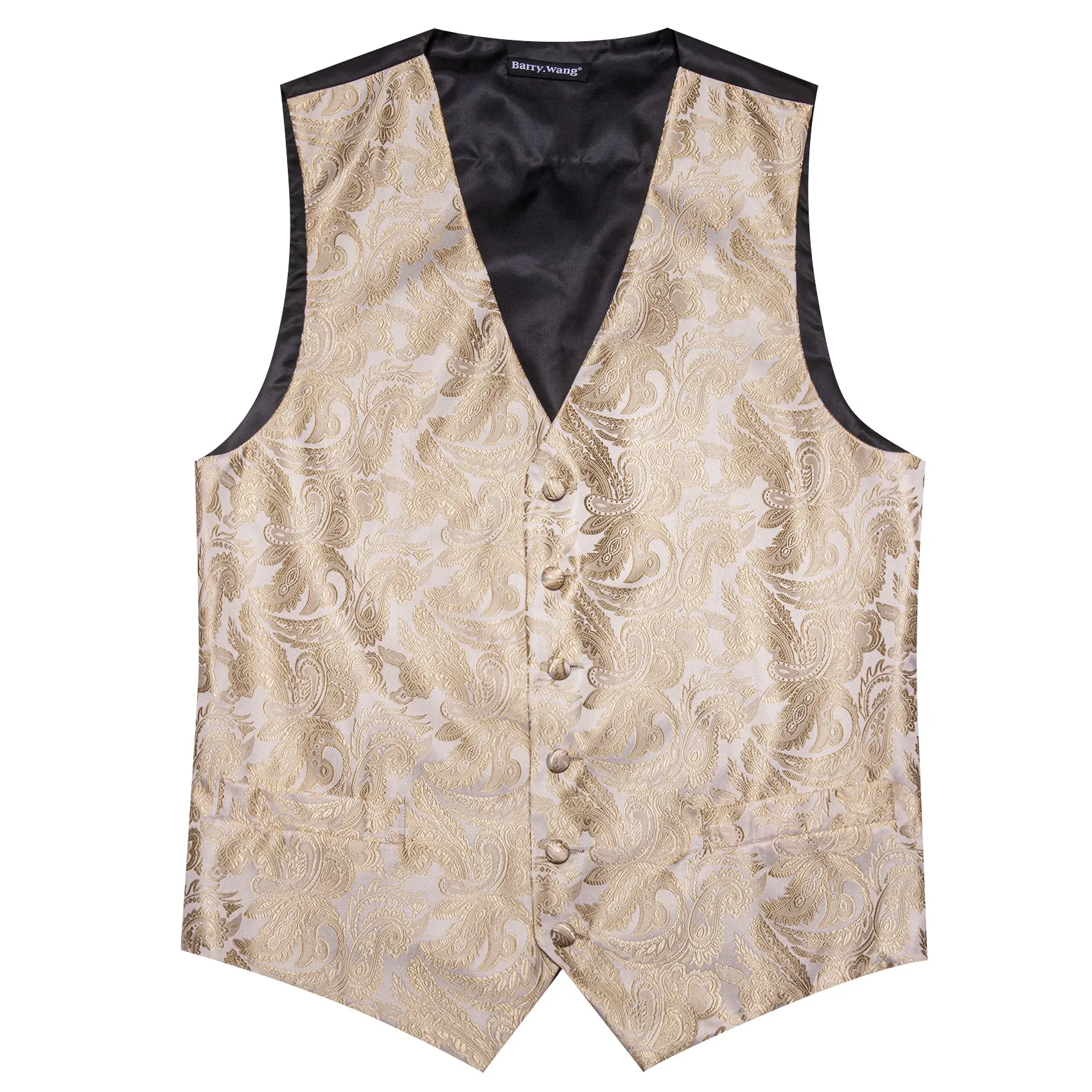 Barry. Wang Mens Champagne Suit Vest Formal Paisley Wedding Waistcoat Tie Hanky Cufflinks Set sold by Barrywang product image thumbnail 5