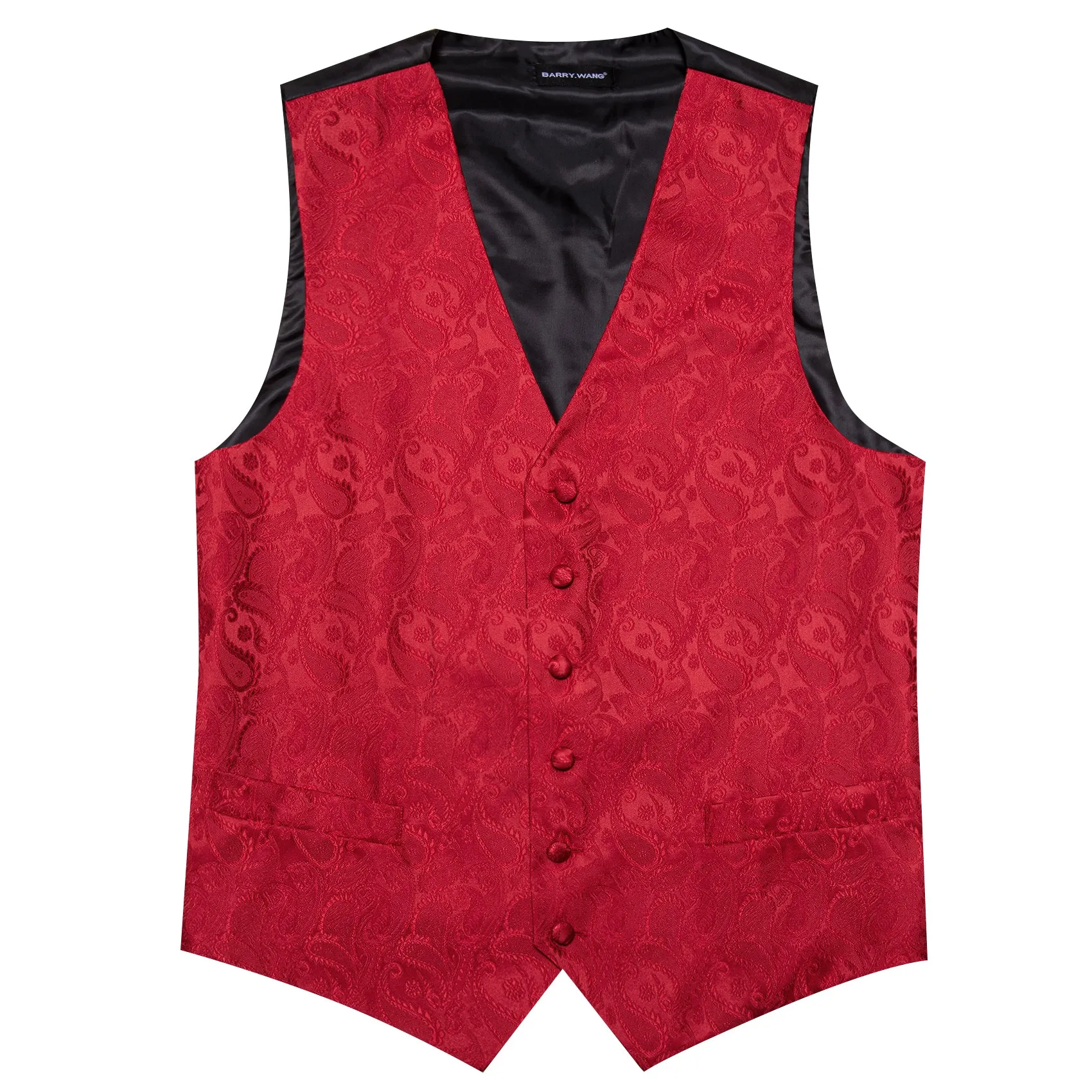 Barry. Wang Silk Red Suit Vest Paisley Tuxedo Dress Waistcoat Necktie Hanky Cufflinks Set sold by Barrywang product image thumbnail 5