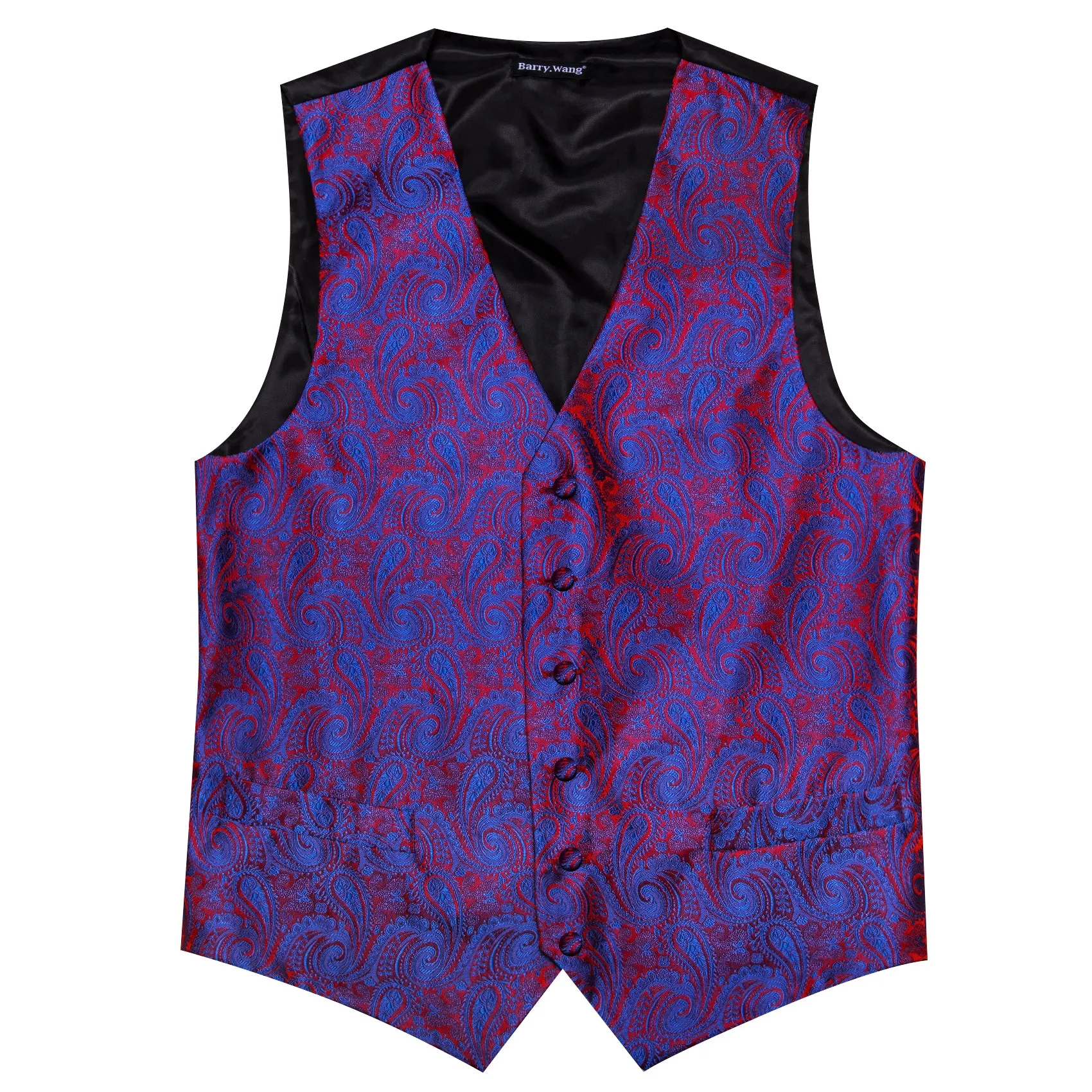 Barry. Wang Paisley Formal Vest Mens Blue Red Dress Vest Necktie Hanky Cufflinks Set sold by Barrywang product image thumbnail 5