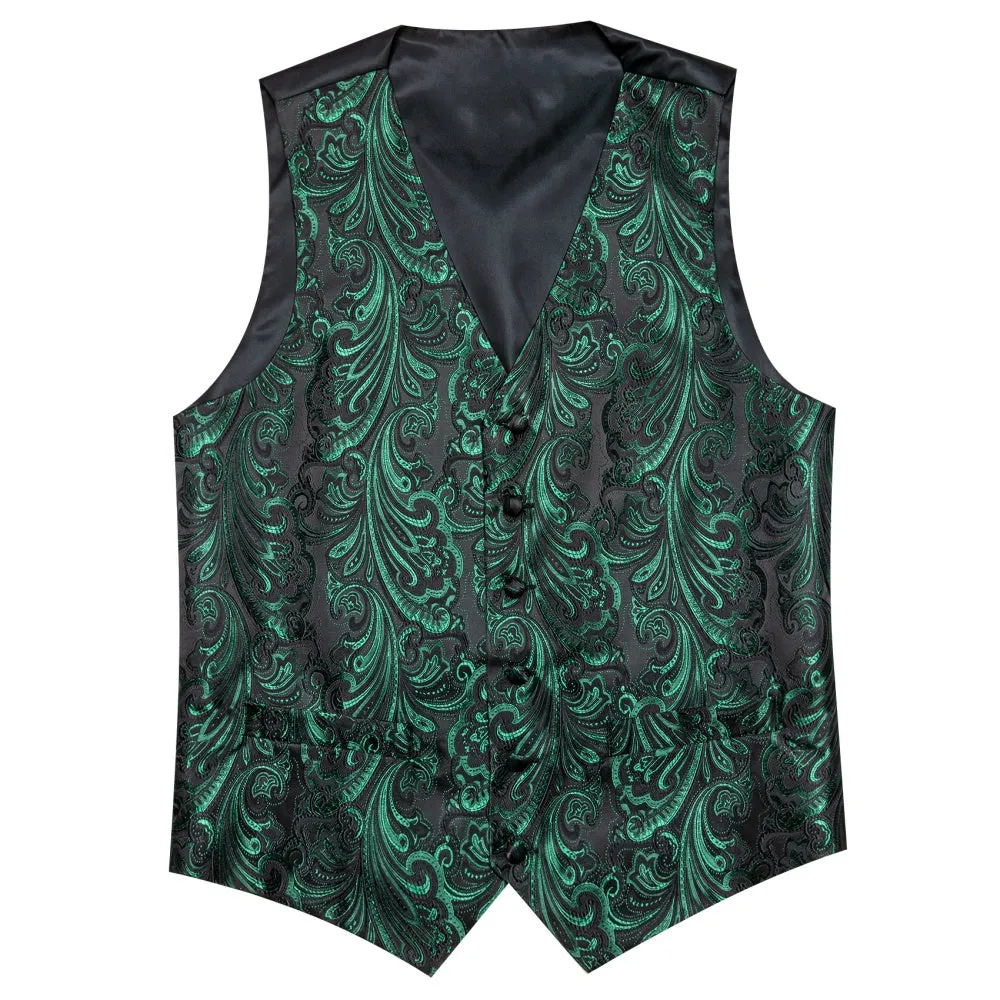Barry. Wang Hunter Green Suit Vest for Men Formal Paisley Mens Vests Tie Hanky Cufflinks Set sold by Barrywang product image thumbnail 4