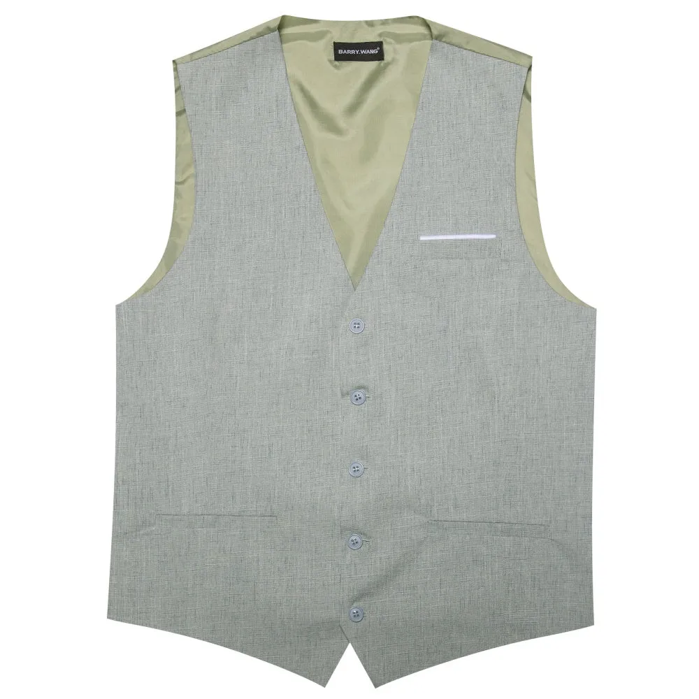 Barry. Wang Dress Suit Vest Sage Green Slim Fit Solid Formal Waistcoat Tie Hanky Cufflinks Set sold by Barrywang product image thumbnail 4