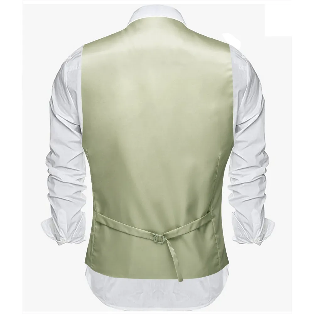 Barry. Wang Dress Suit Vest Sage Green Slim Fit Solid Formal Waistcoat Tie Hanky Cufflinks Set sold by Barrywang product image thumbnail 5