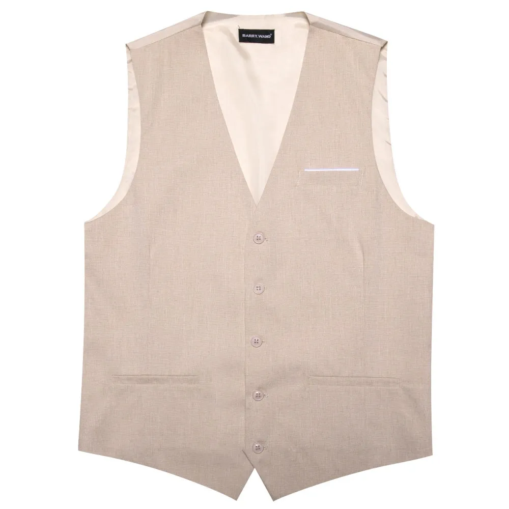 Barry. Wang Formal khaki Suit Vest Business Slim Fit Dress Waistcoat Tie Hanky Cufflinks Set sold by Barrywang product image thumbnail 4